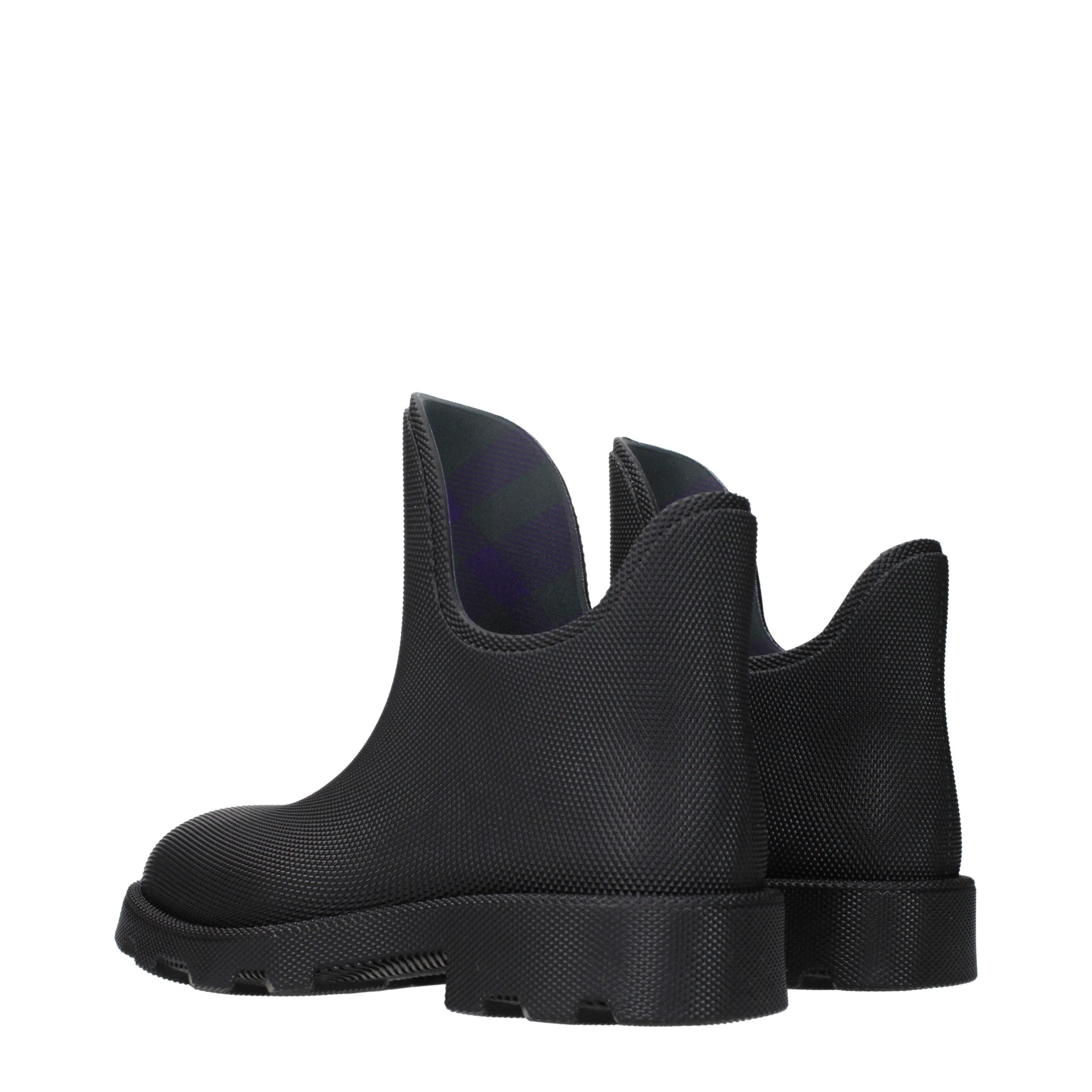 Burberry Black Cotton Ankle Boots - Artisanal Luxury Elegance