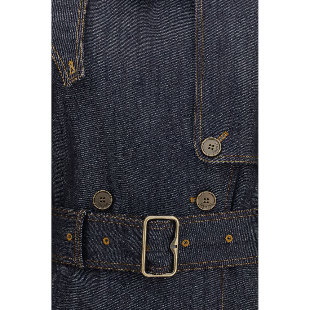 Burberry Blue Cotton Coat - Designer Couture Elegance
