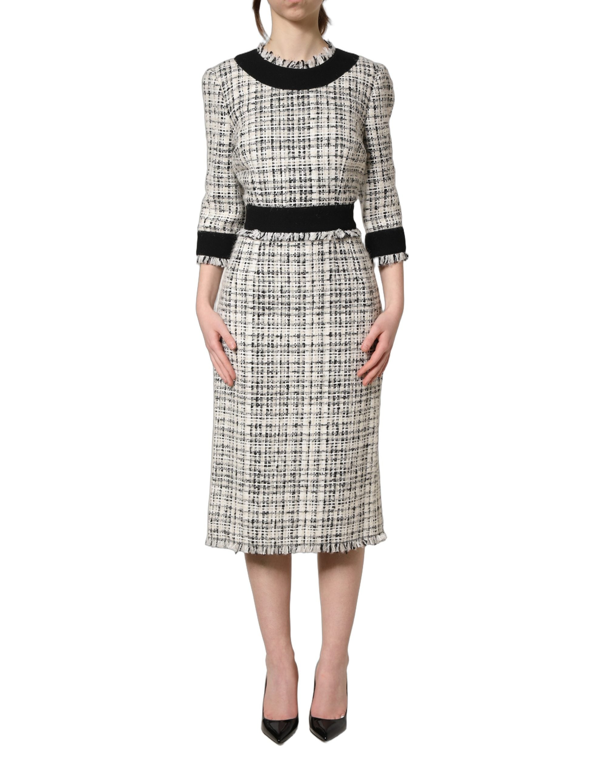 Dolce & Gabbana Tweed A-line Midi Dress - Timeless Elegance