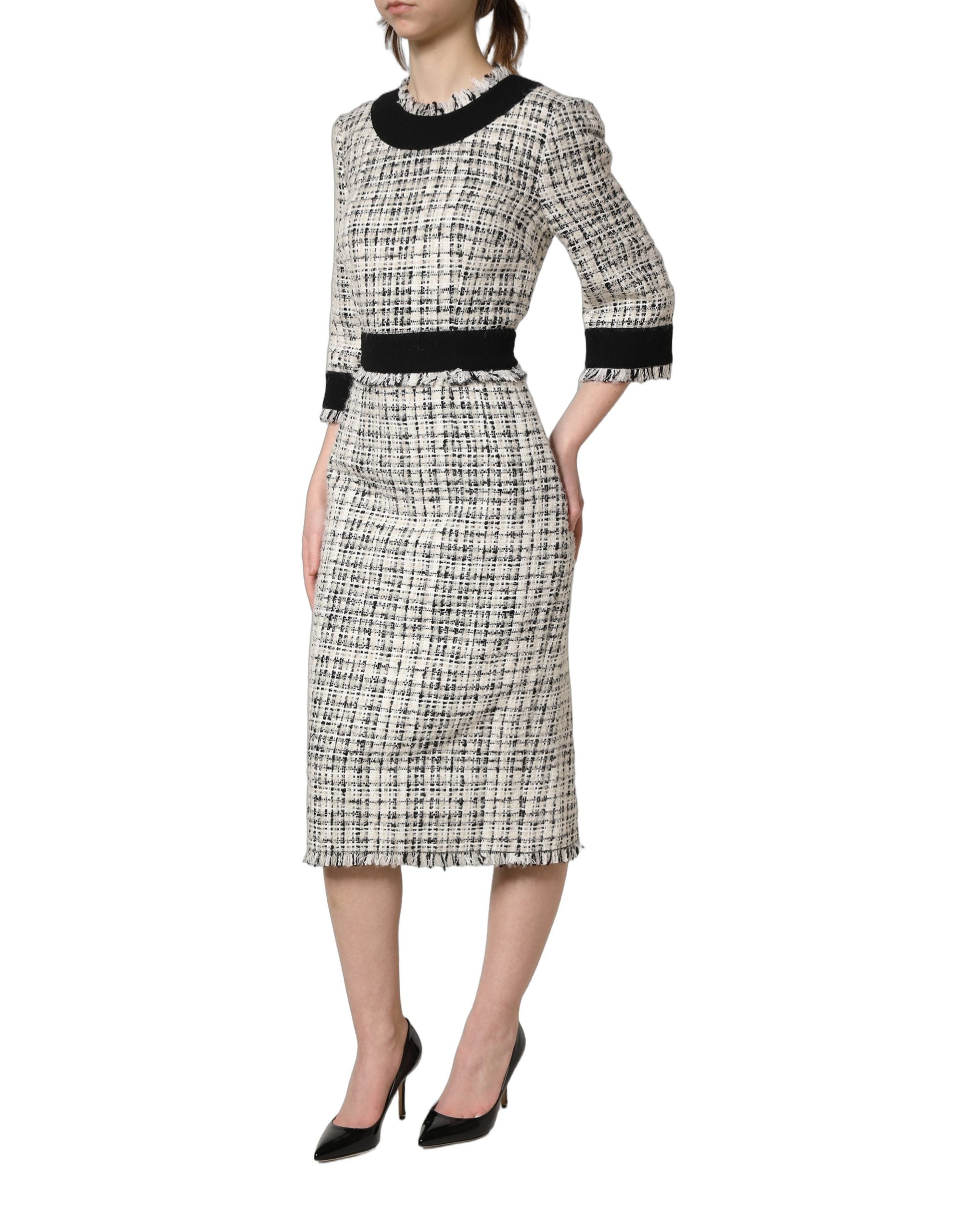 Dolce & Gabbana Tweed A-line Midi Dress - Timeless Elegance