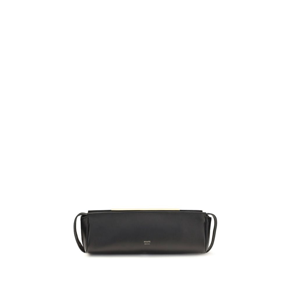 Indulge in the Khaite Black Calf Leather Bos Taurus Clutch Bag, a masterpiece of contemporary elegance, crafted for those who embody sophistication and refined taste.