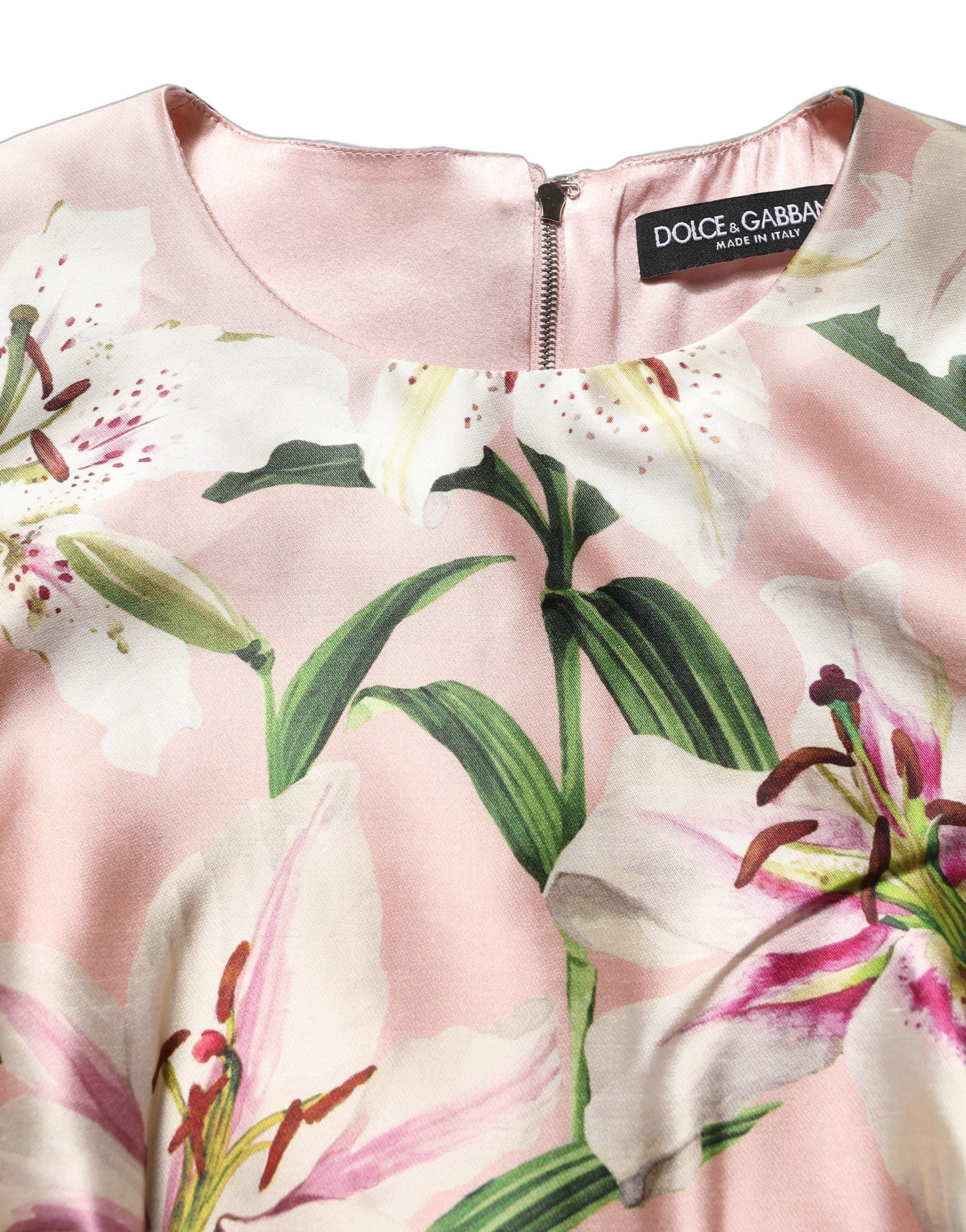 Dolce & Gabbana Light Pink LilyPrint Sheath Dress Couture