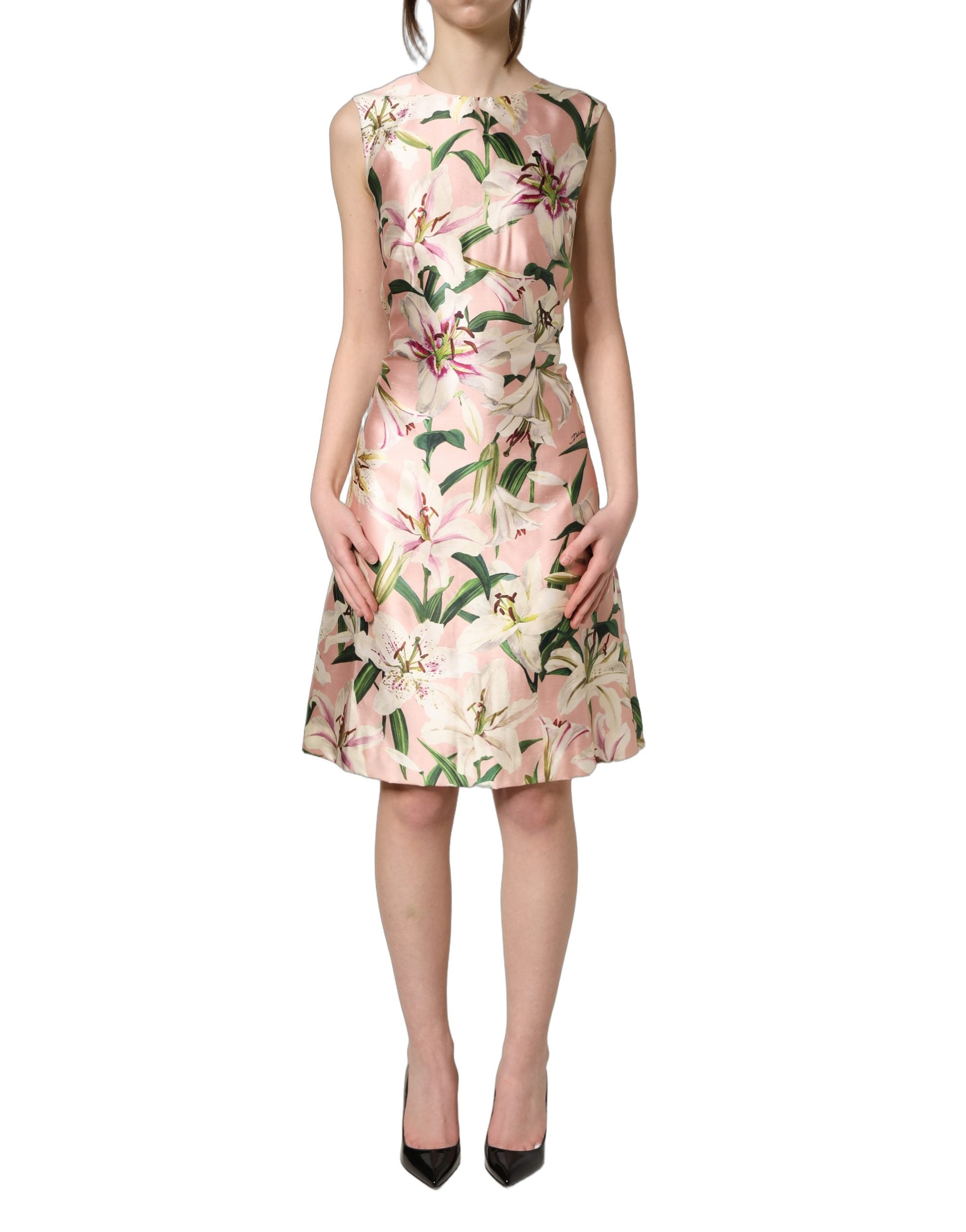 Dolce & Gabbana Light Pink LilyPrint Sheath Dress Couture