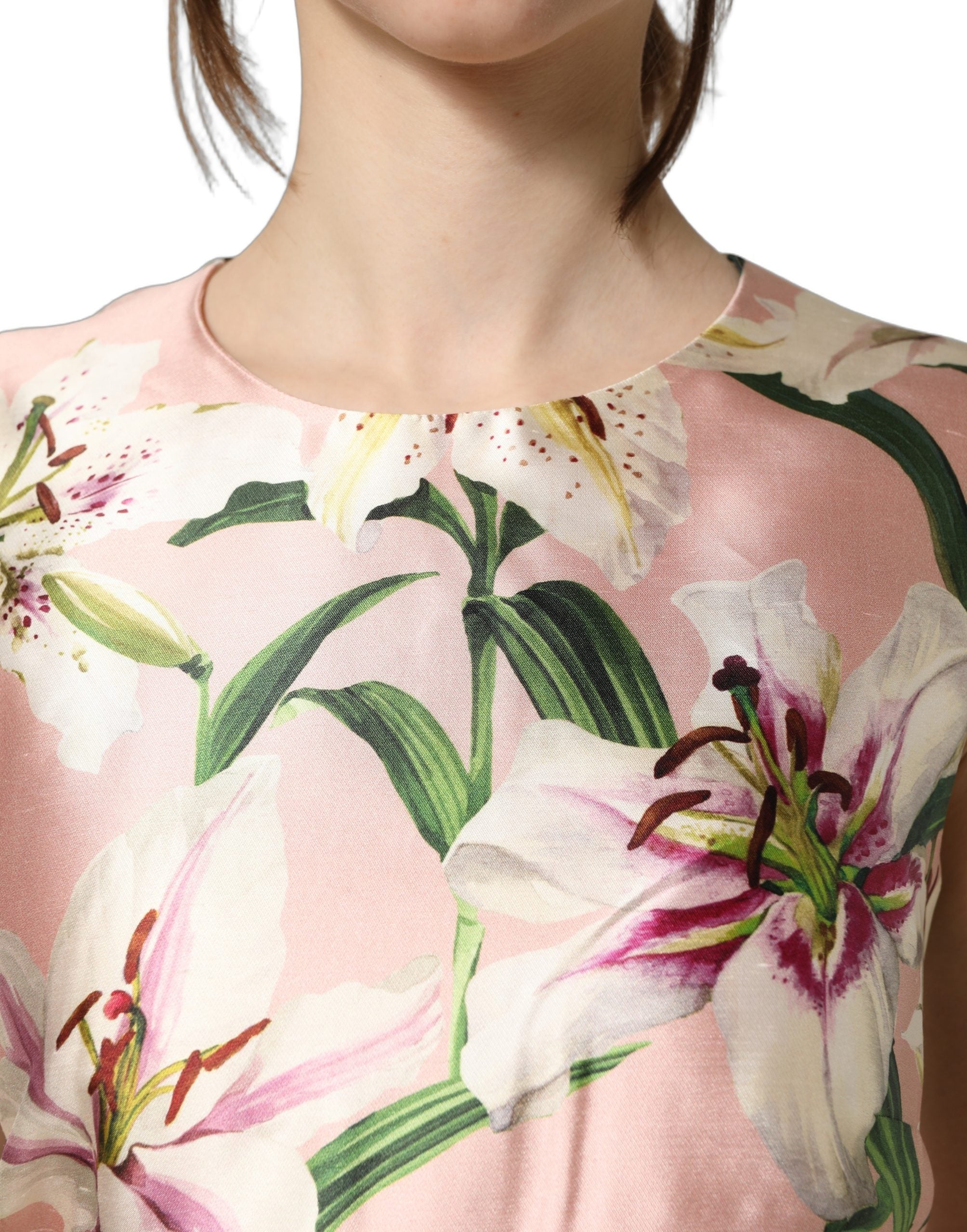 Dolce & Gabbana Light Pink LilyPrint Sheath Dress Couture