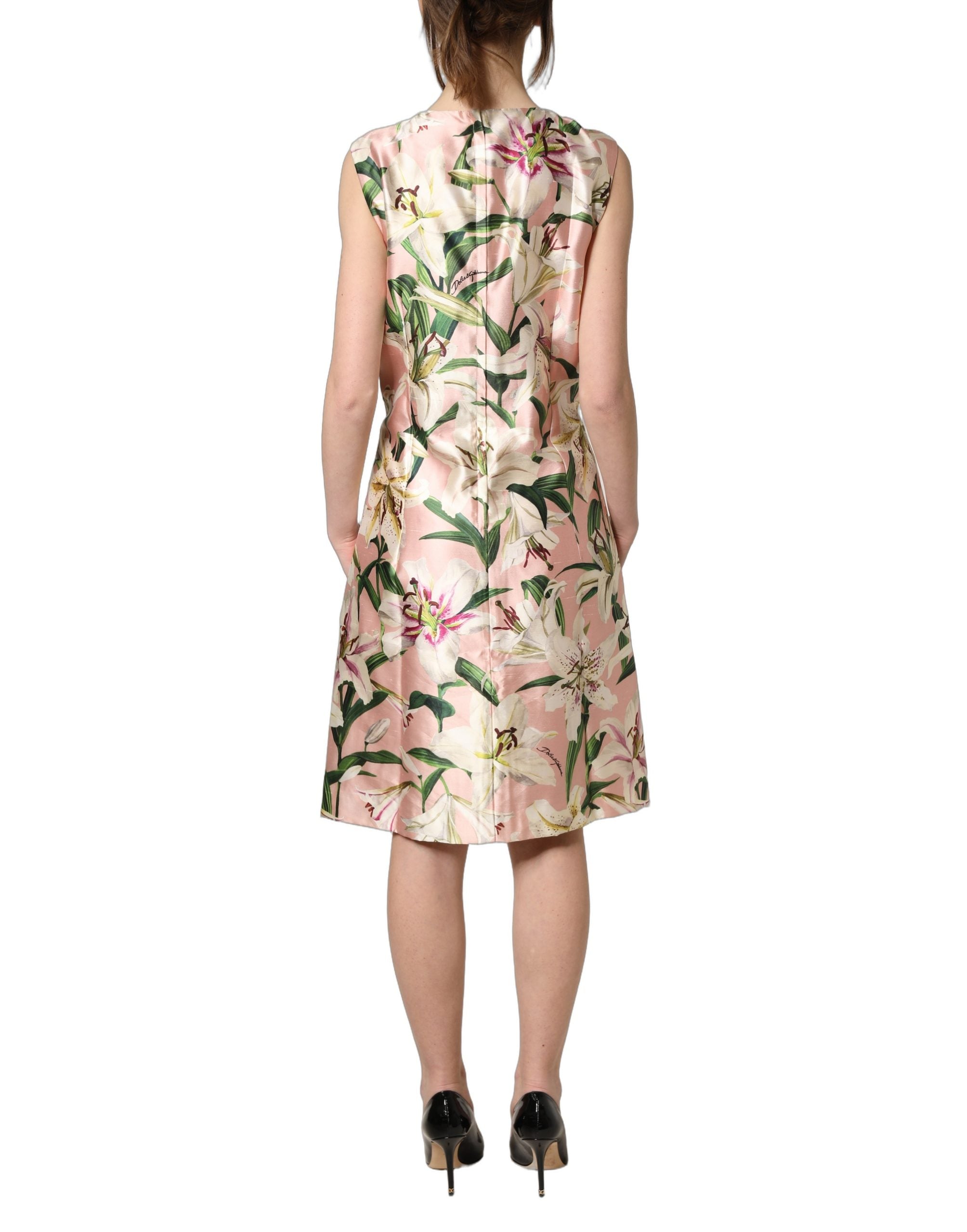 Dolce & Gabbana Light Pink LilyPrint Sheath Dress Couture
