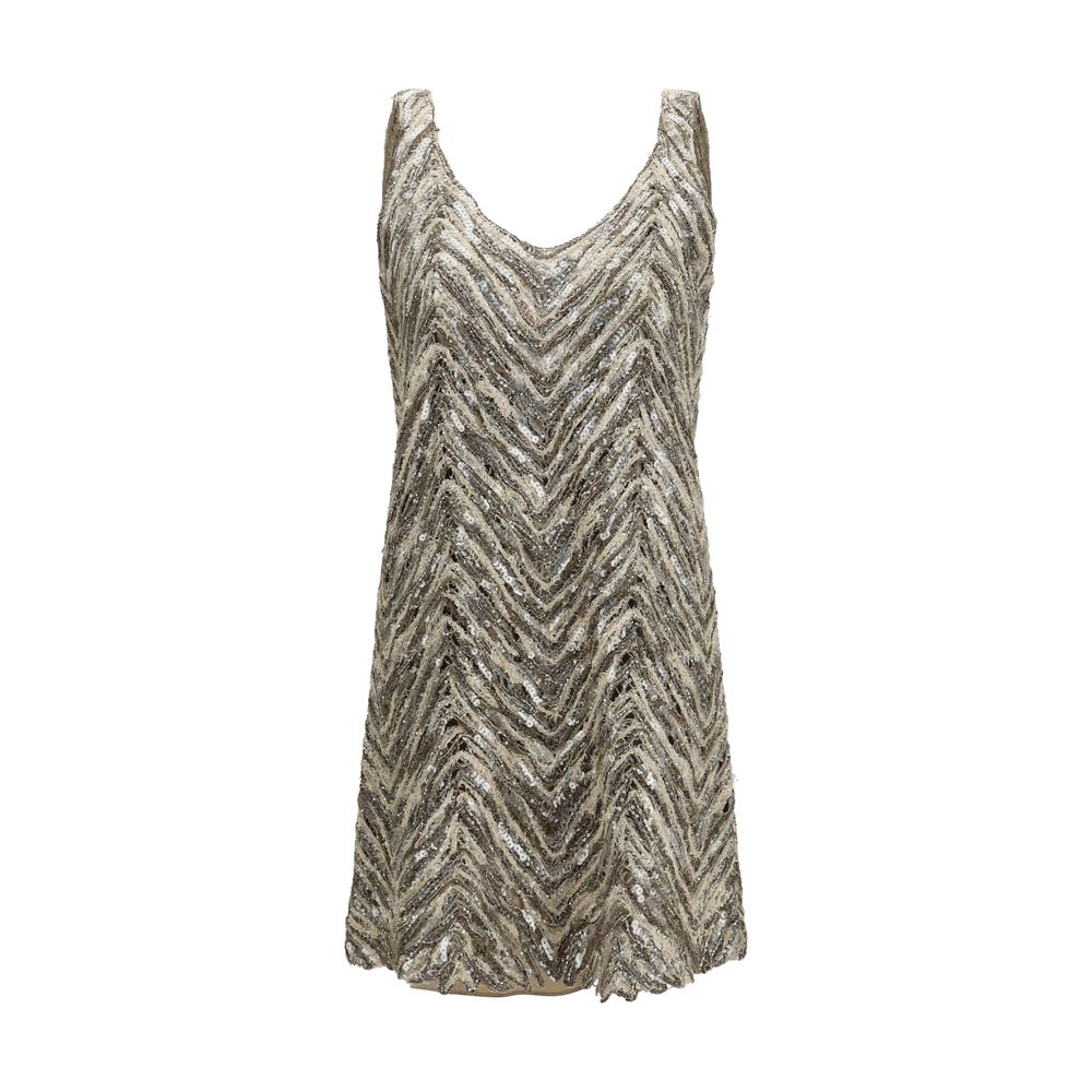 Brunello Cucinelli Beige Paper Cocktail Dress - Exquisite Couture