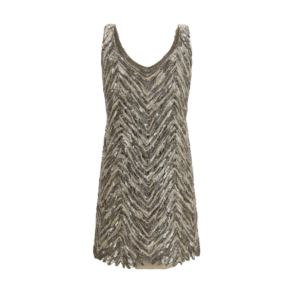Brunello Cucinelli Beige Paper Cocktail Dress - Exquisite Couture