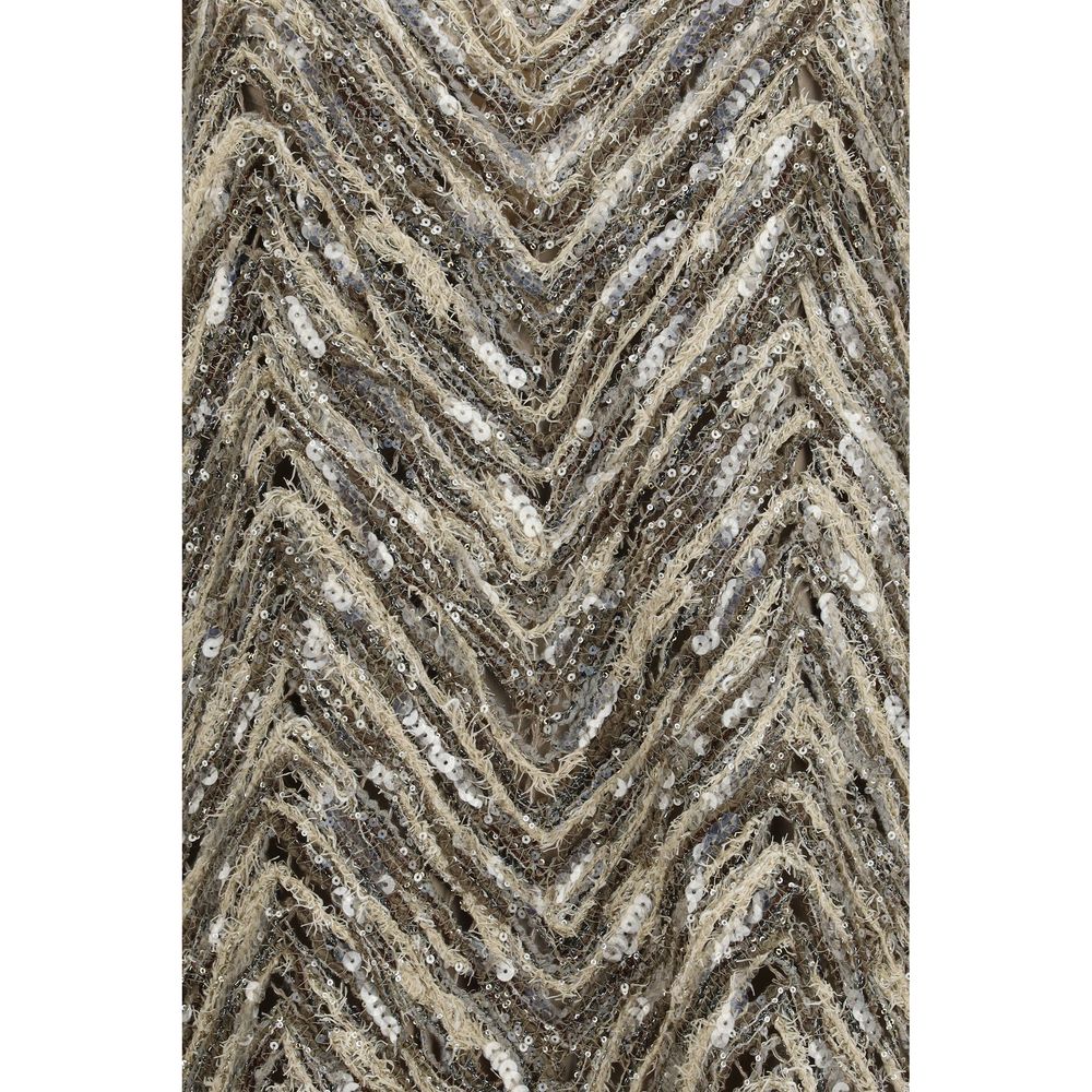 Brunello Cucinelli Beige Paper Cocktail Dress - Exquisite Couture