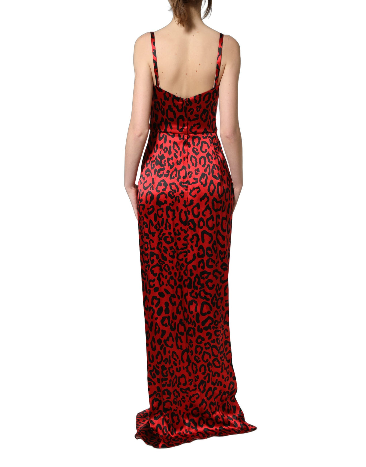 Dolce & Gabbana Red Leopard Draped Maxi Dress - Couture Luxury