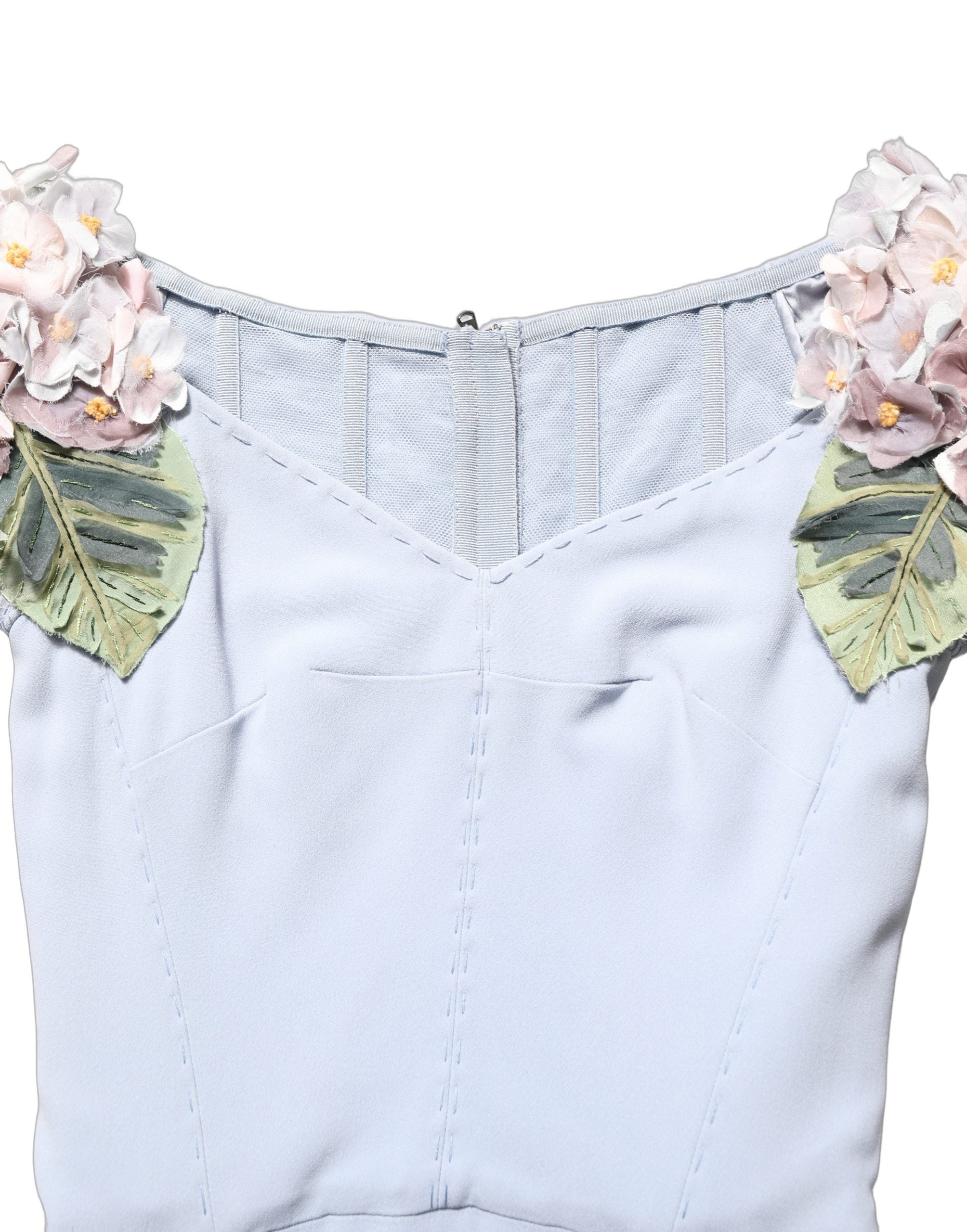 Dolce & Gabbana Light Blue Hydrangea Maxi Dress - Artisanal Elegance