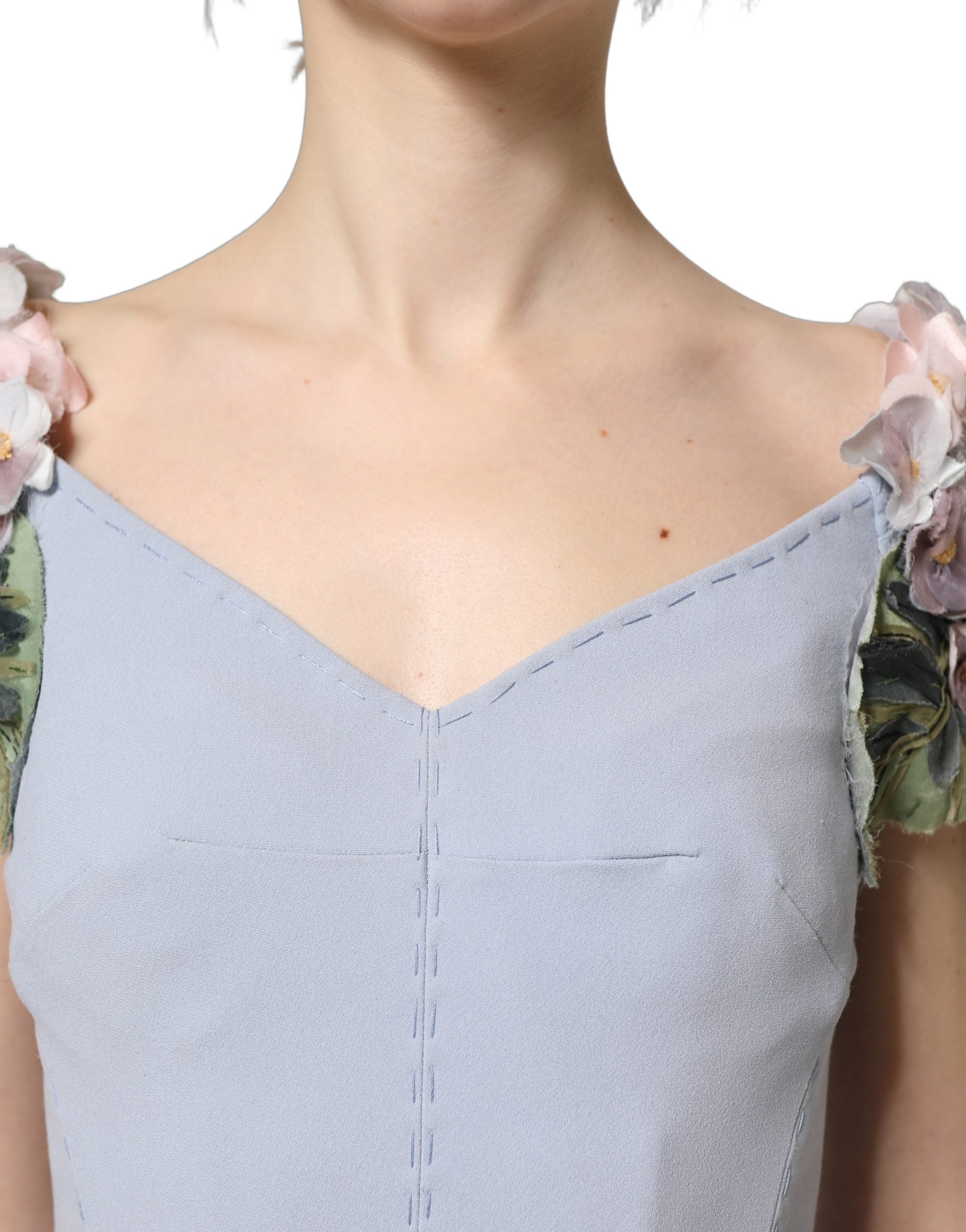 Dolce & Gabbana Light Blue Hydrangea Maxi Dress - Artisanal Elegance