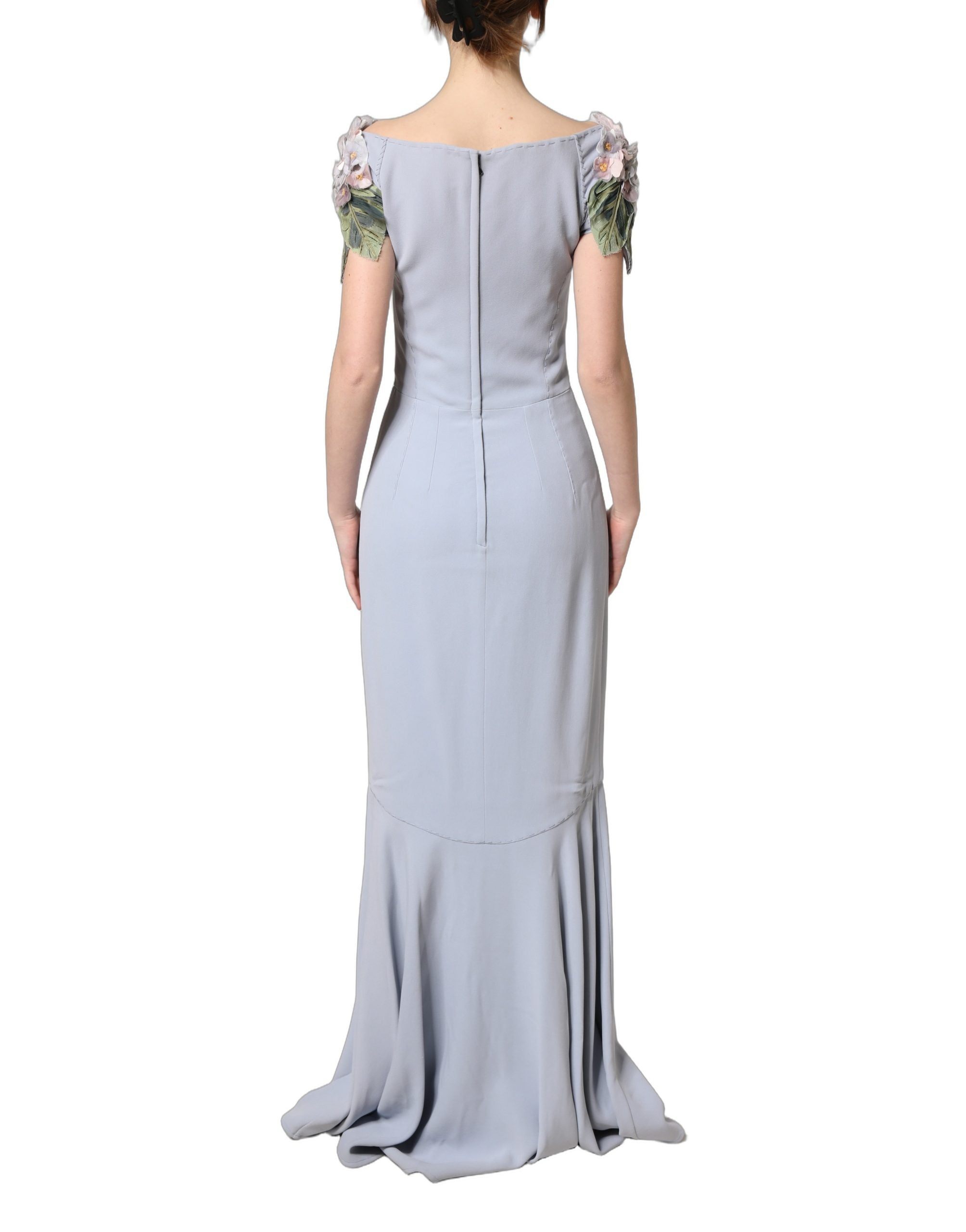 Dolce & Gabbana Light Blue Hydrangea Maxi Dress - Artisanal Elegance