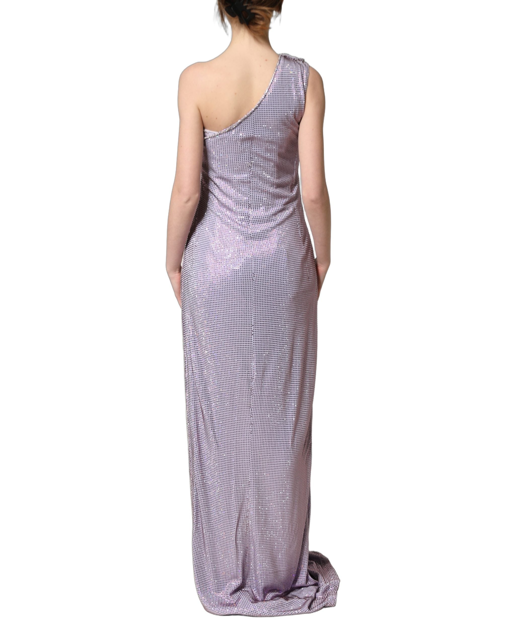 Dolce & Gabbana Purple Crystal One Shoulder Evening Gown Couture
