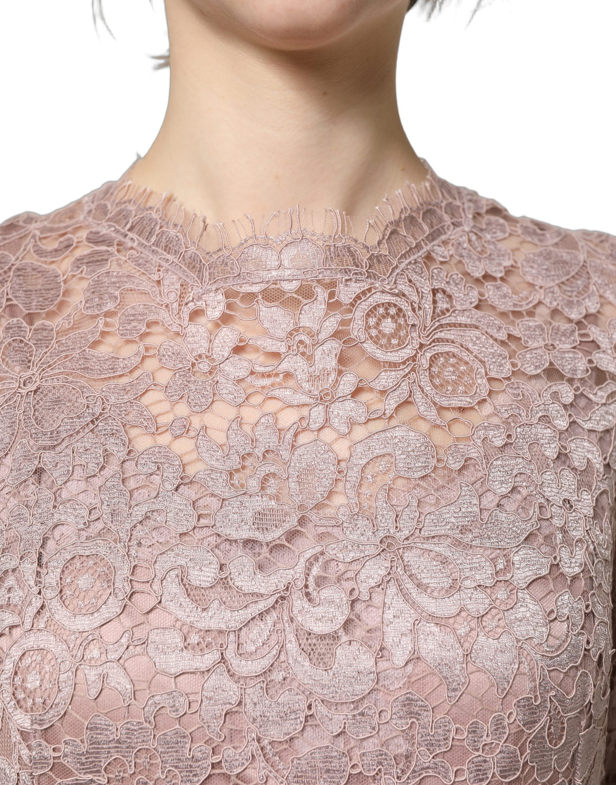 Dolce & Gabbana Pink Lace Evening Gown - Exquisite Luxury