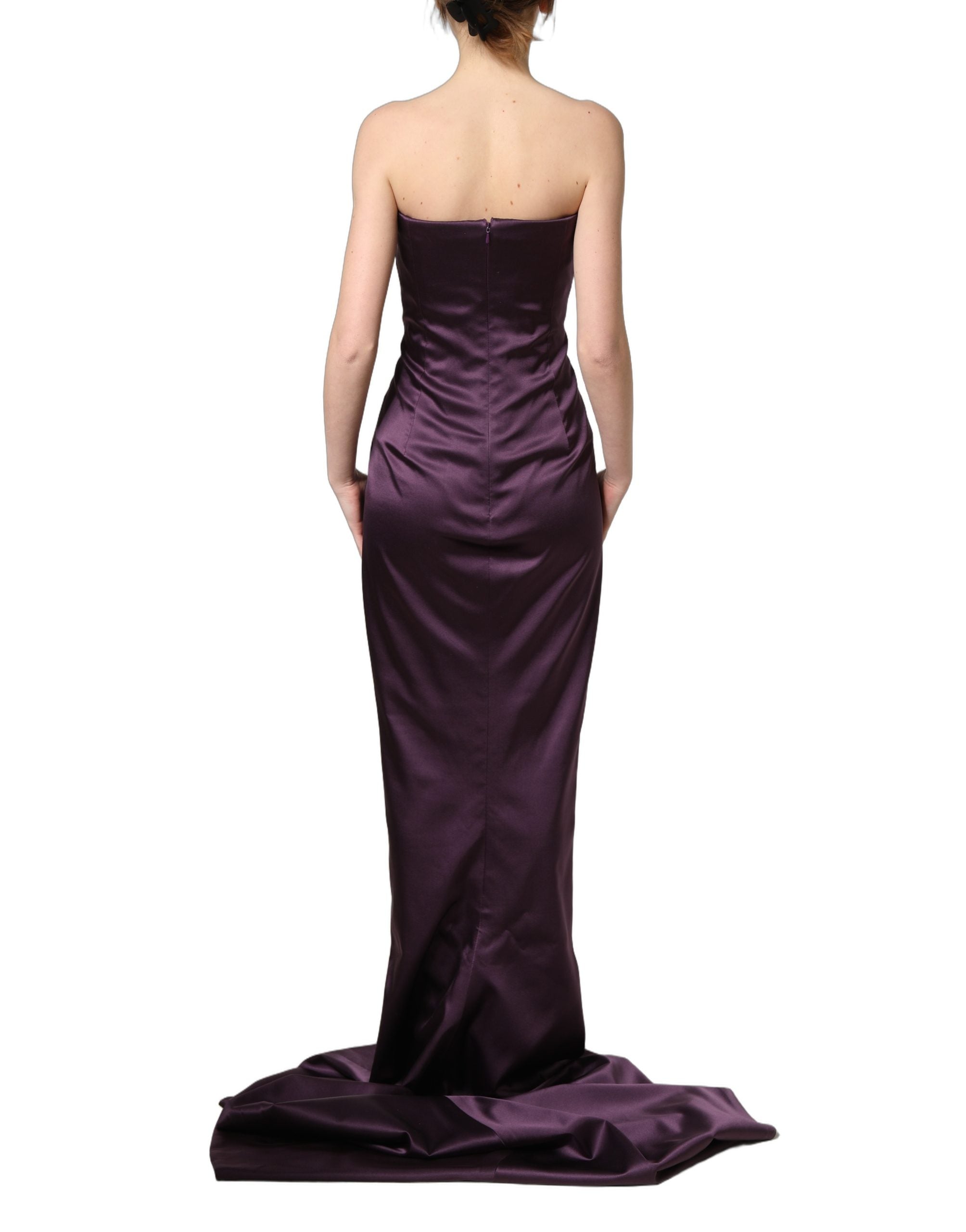 Dolce & Gabbana Purple Silk Crystal Strapless Gown - Luxury Elegance