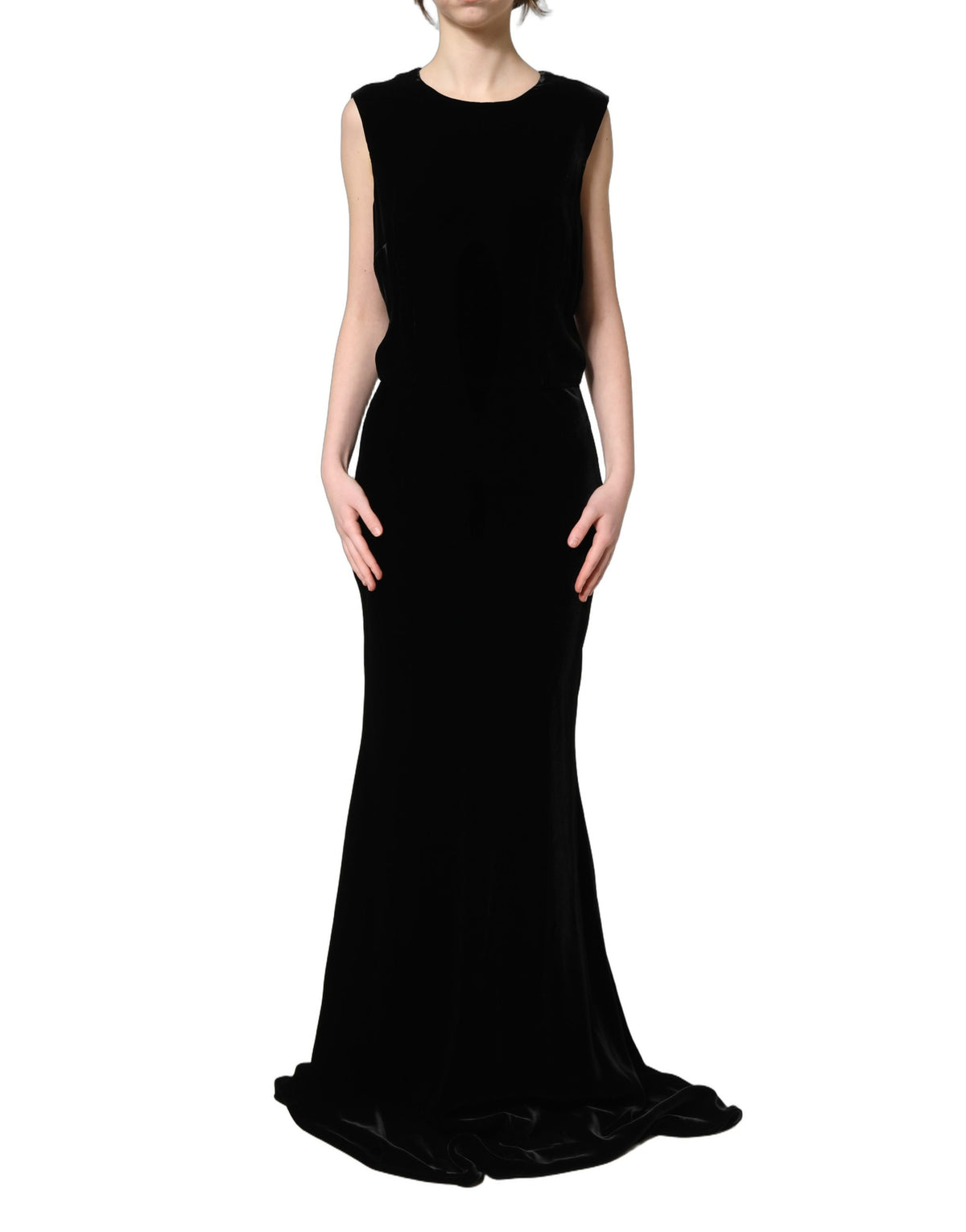 Dolce & Gabbana Black Velvet Floor Length Gown - Timeless Elegance