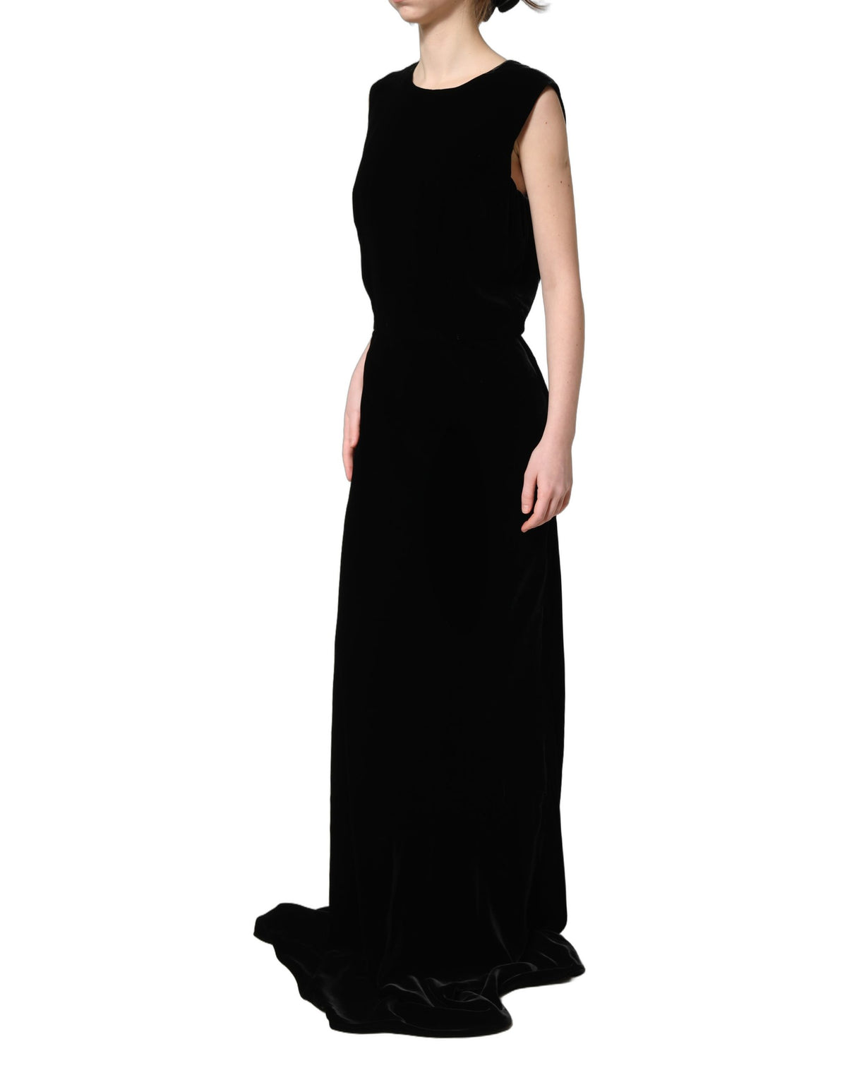 Dolce & Gabbana Black Velvet Floor Length Gown - Timeless Elegance