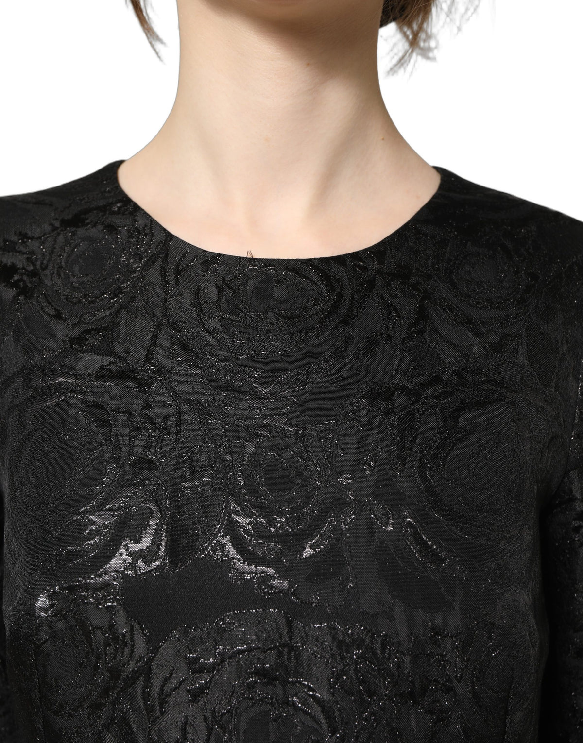 Dolce & Gabbana Black Floral Jacquard Flared A-line Dress Couture