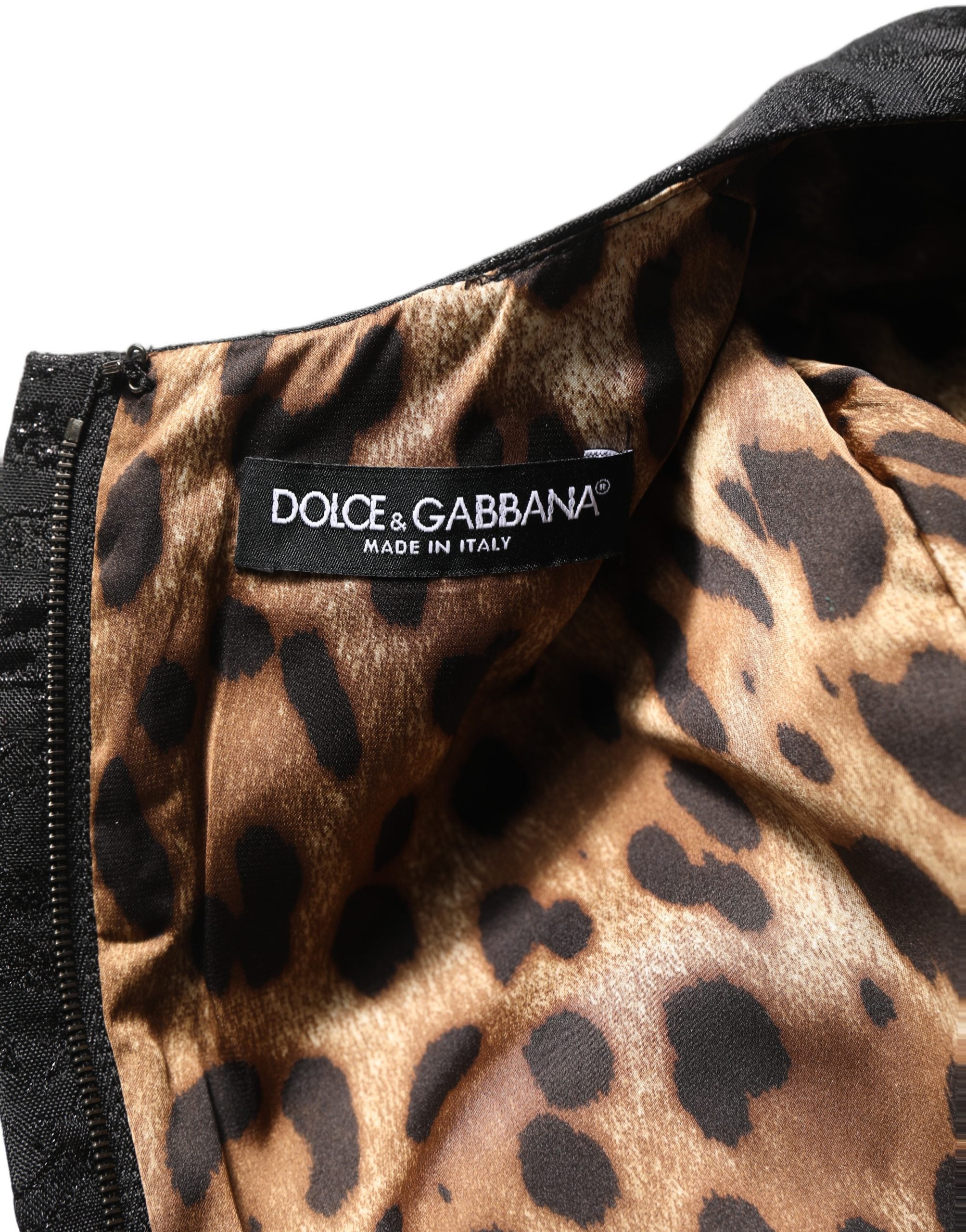 Dolce & Gabbana Black Floral Jacquard A-line Dress Couture
