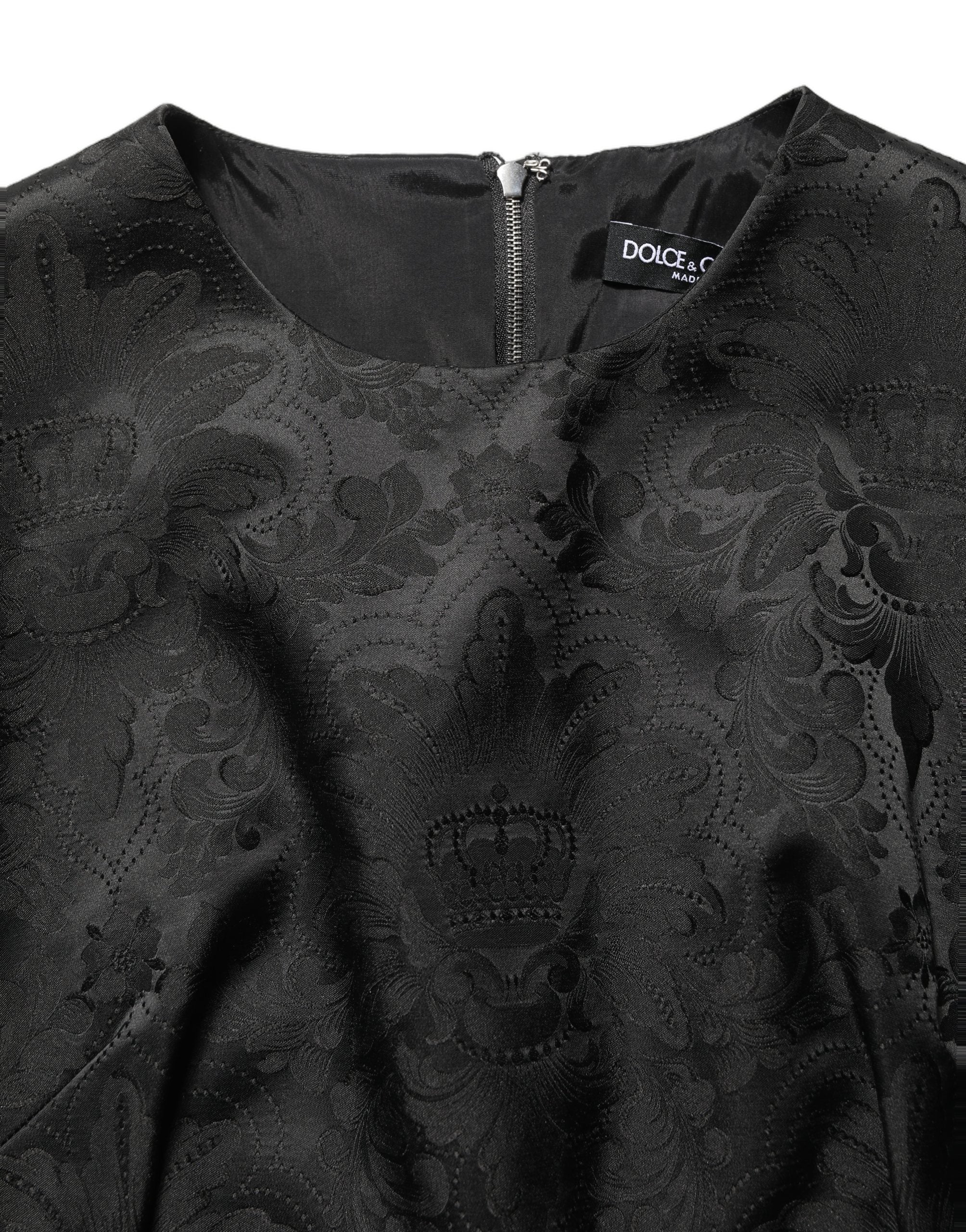 Dolce & Gabbana Black Floral Jacquard A-line Dress Couture