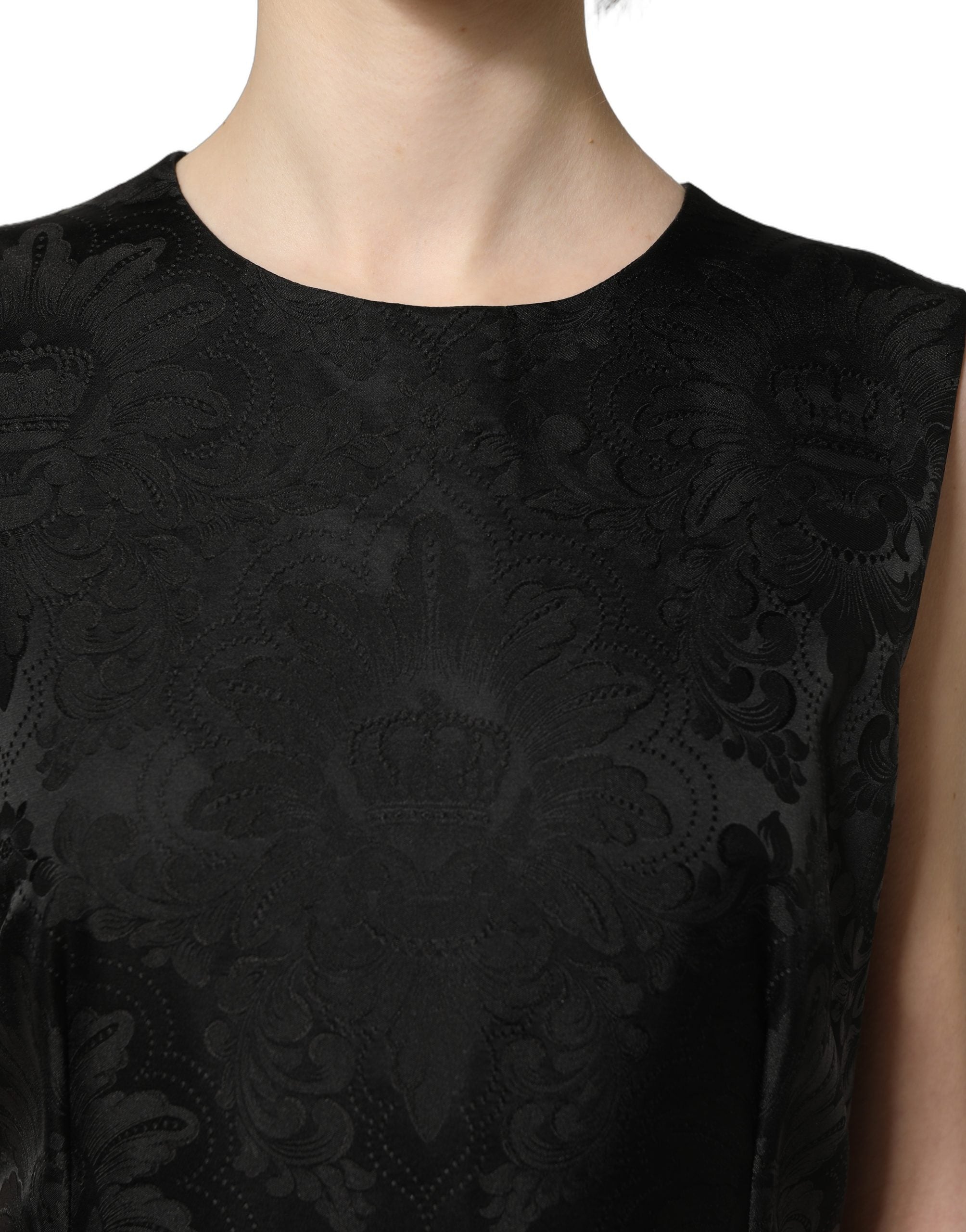 Dolce & Gabbana Black Floral Jacquard A-line Dress Couture