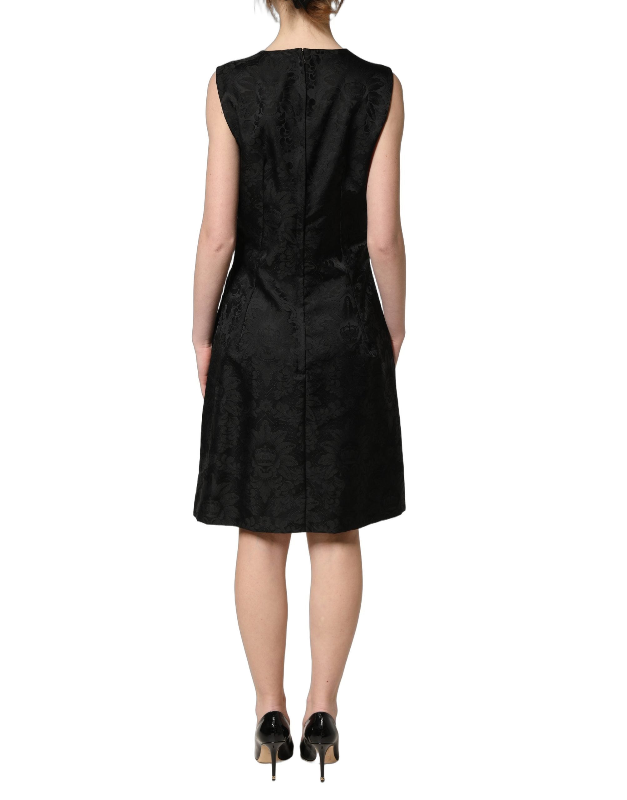 Dolce & Gabbana Black Floral Jacquard A-line Dress Couture
