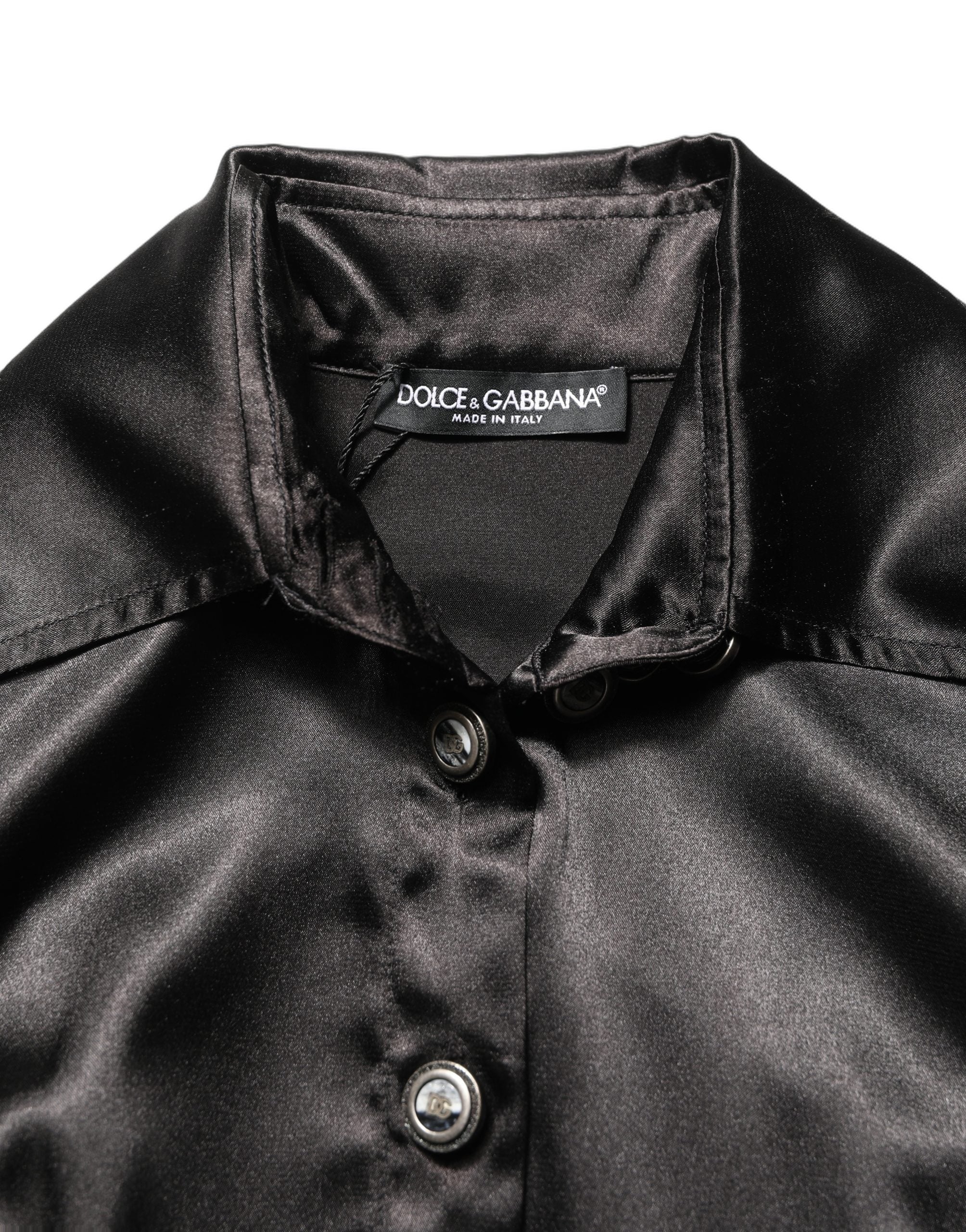 Dolce & Gabbana Black Satin Pleated Dress - Timeless Elegance