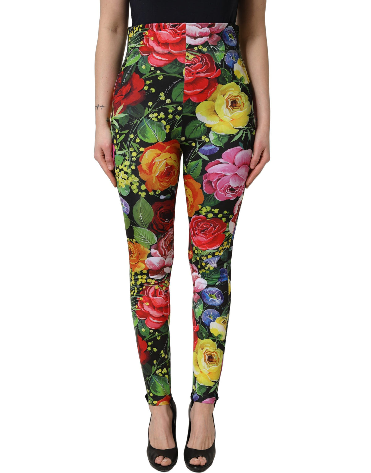 Dolce & Gabbana Multicolor Floral Stretch Jersey Leggings