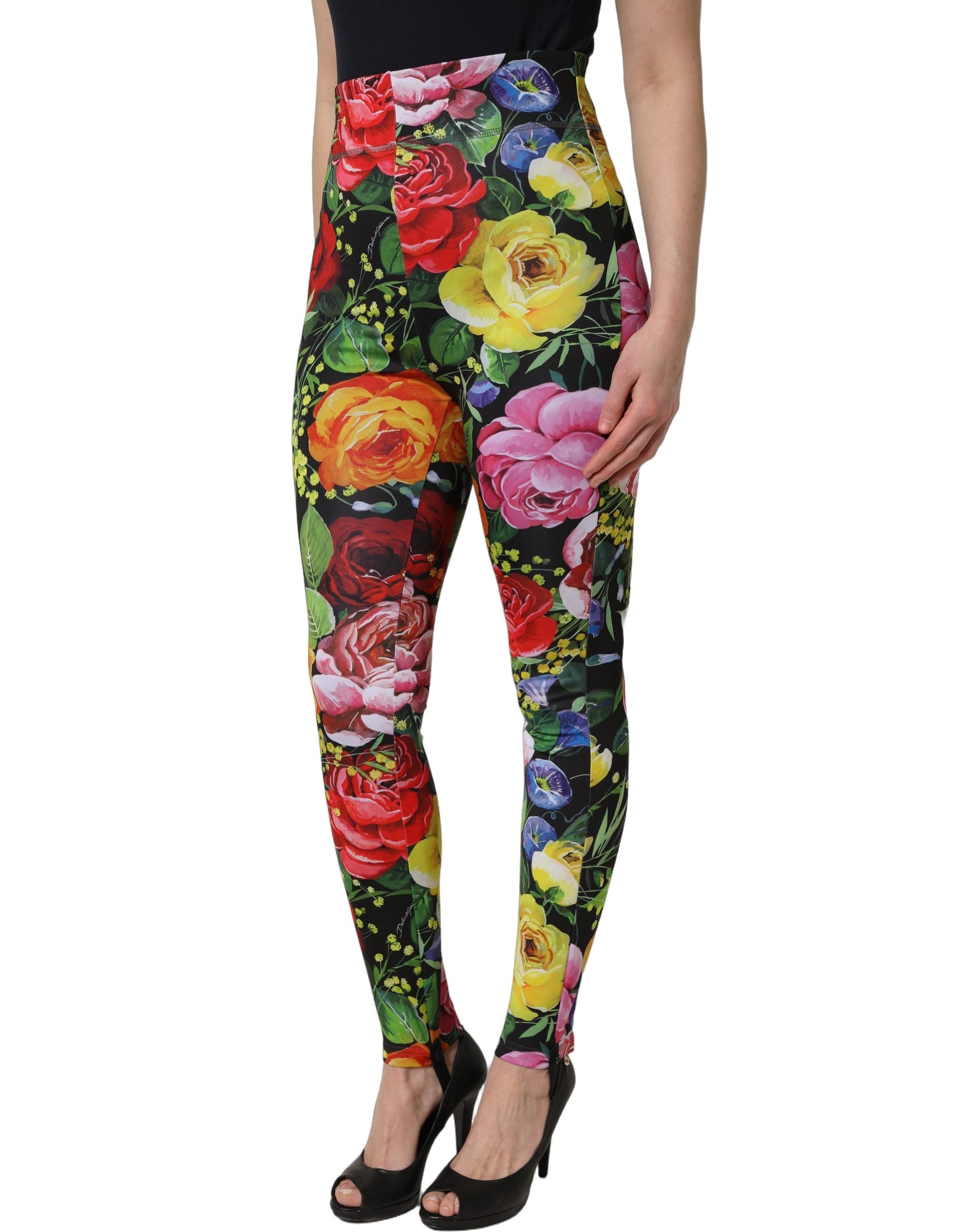 Dolce & Gabbana Multicolor Floral Stretch Jersey Leggings