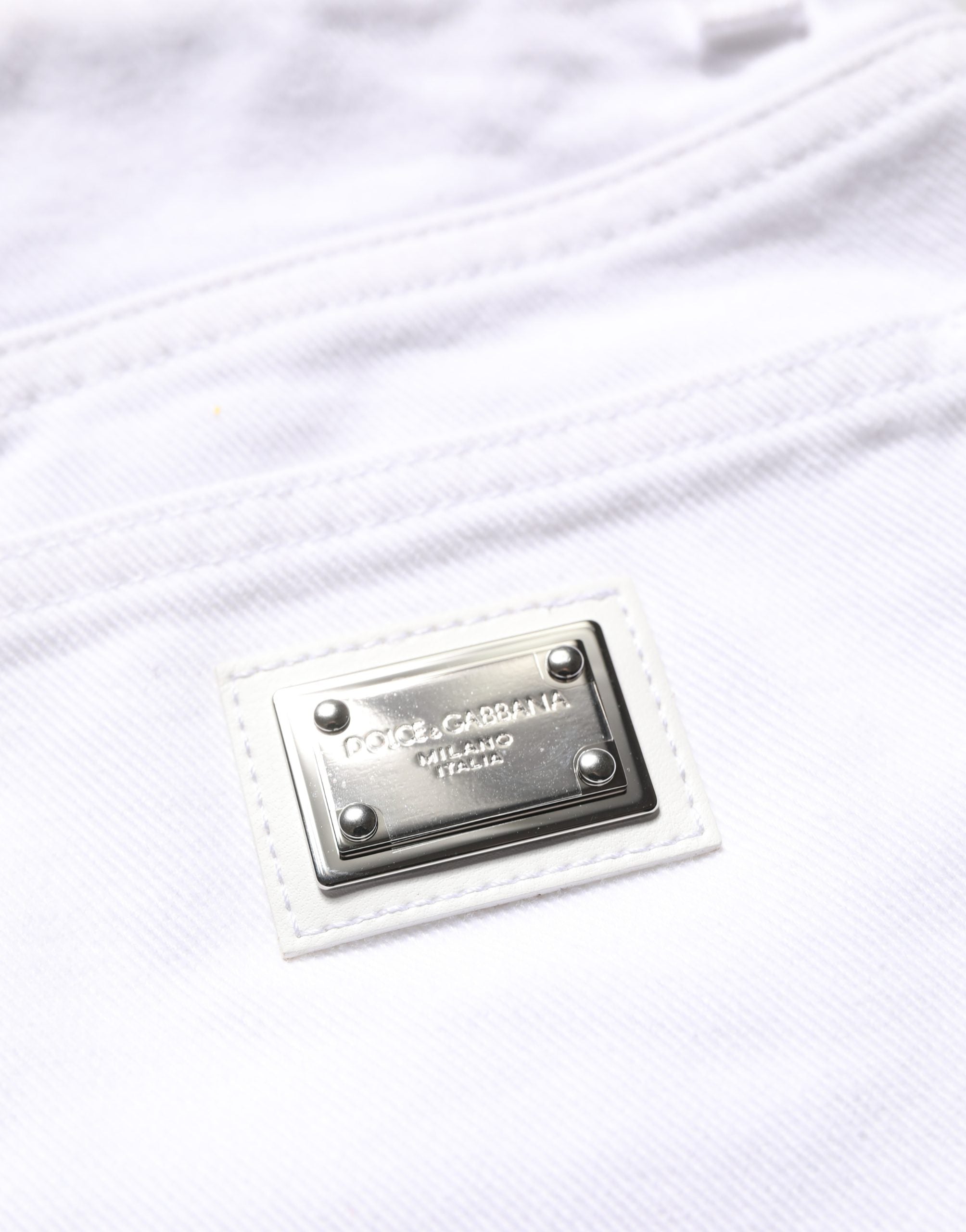 Dolce & Gabbana High-Waist White Denim Hotpants for Timeless Elegance