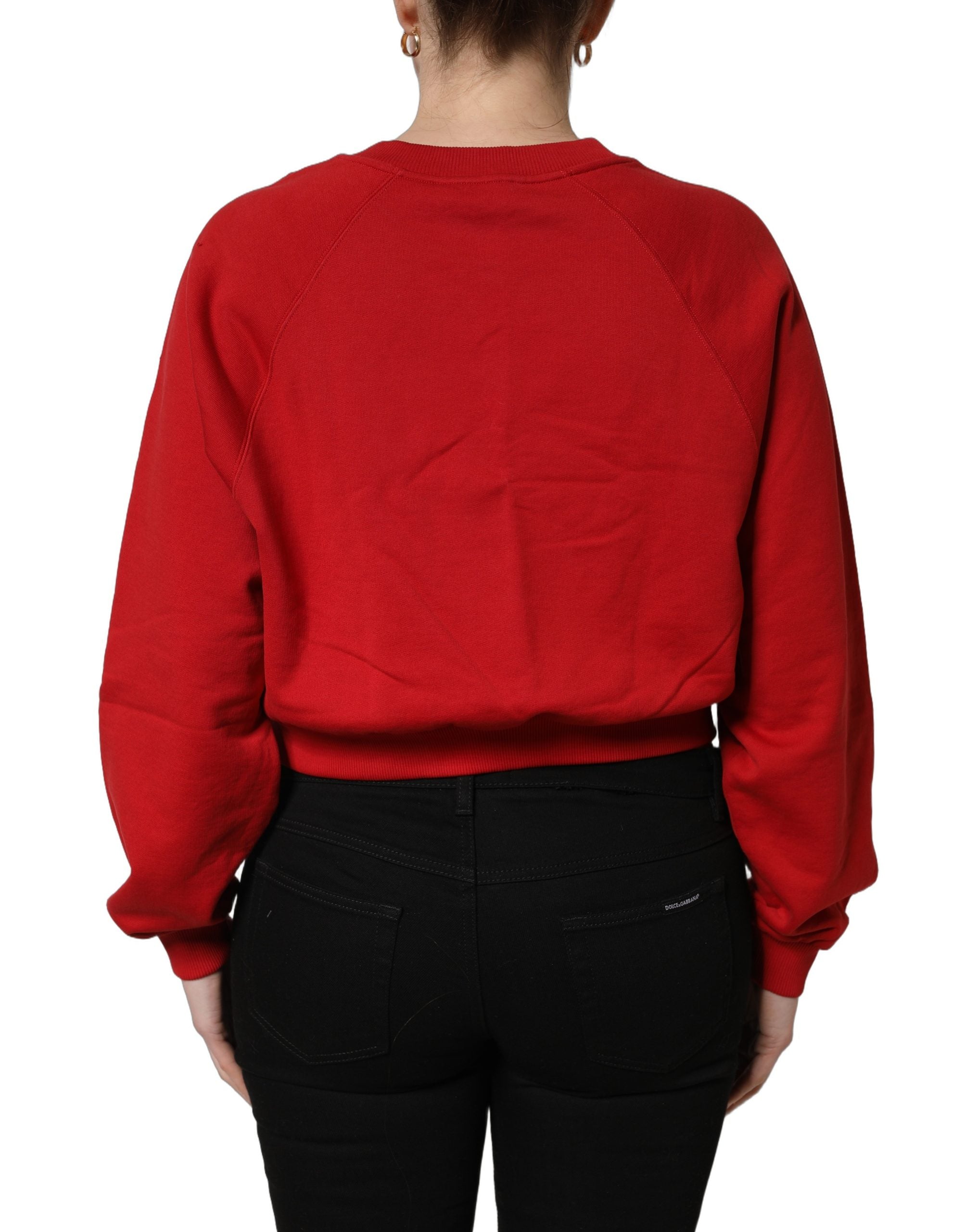 Elevate your wardrobe with the Dolce & Gabbana Red Cotton Cropped Basilico Sweatshirt, a masterpiece of Italian craftsmanship that embodies bold sophistication and effortless style.