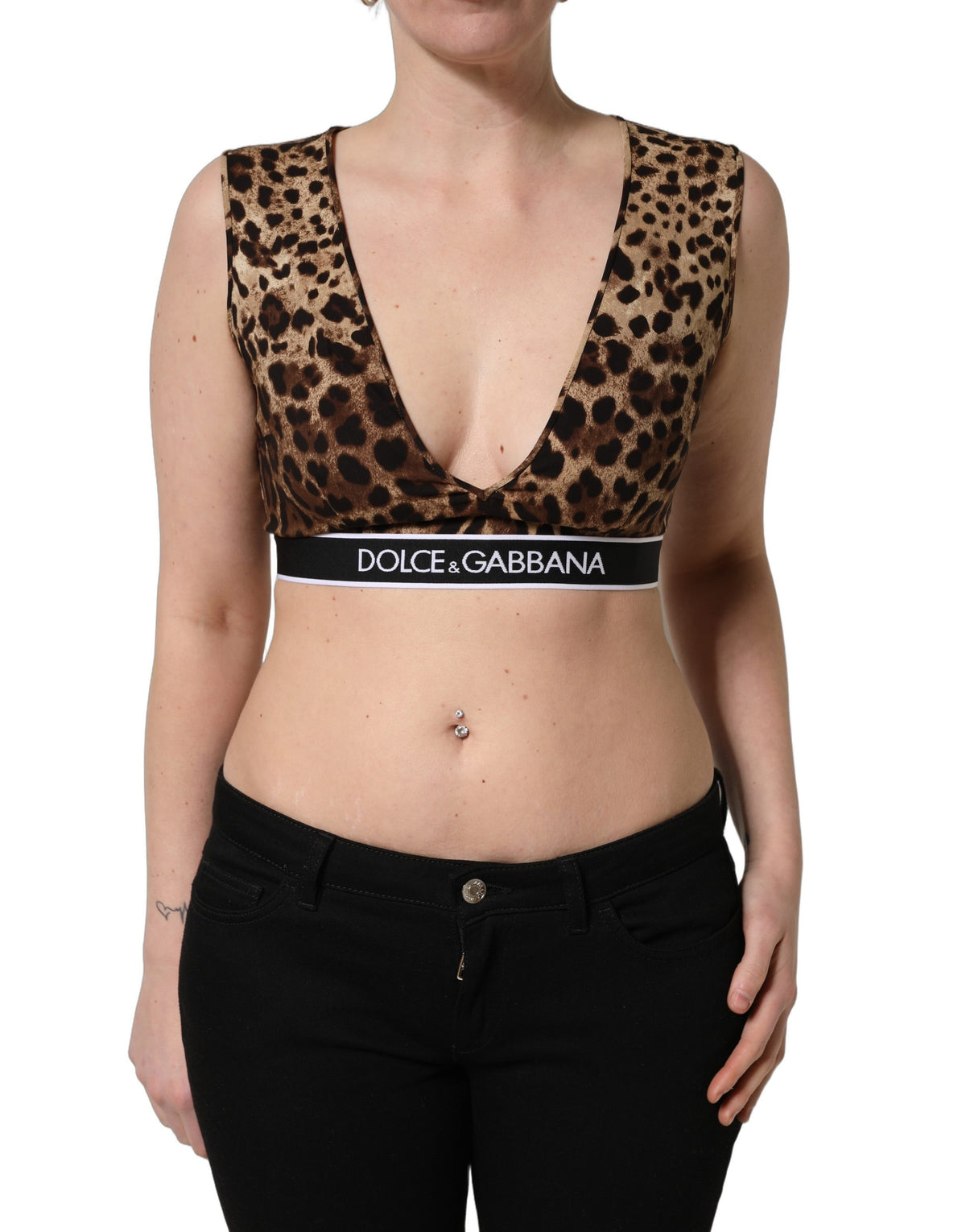 Dolce & Gabbana Cropped Silk Tank Top - Luxe Leopard Elegance