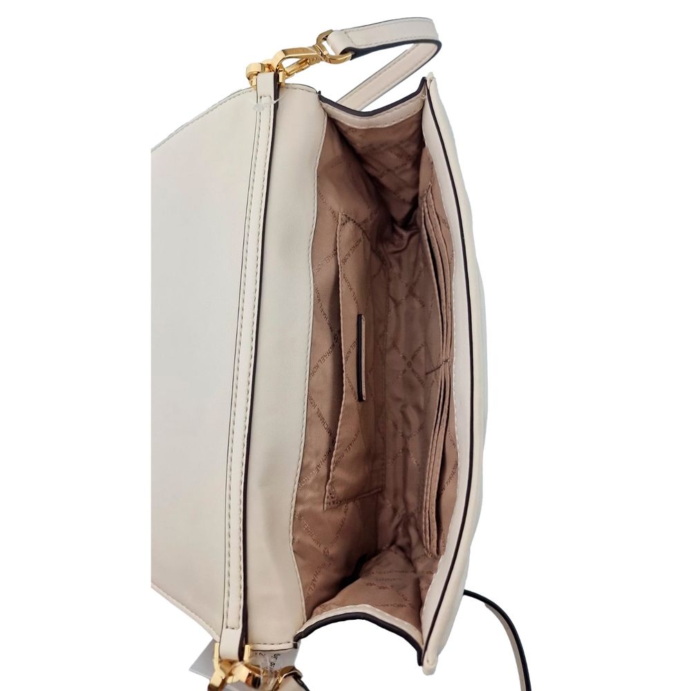 Indulge in the exquisite Michael Kors Beige Leather Shoulder Bag, a timeless accessory that embodies luxury and sophistication, perfect for any elegant occasion.