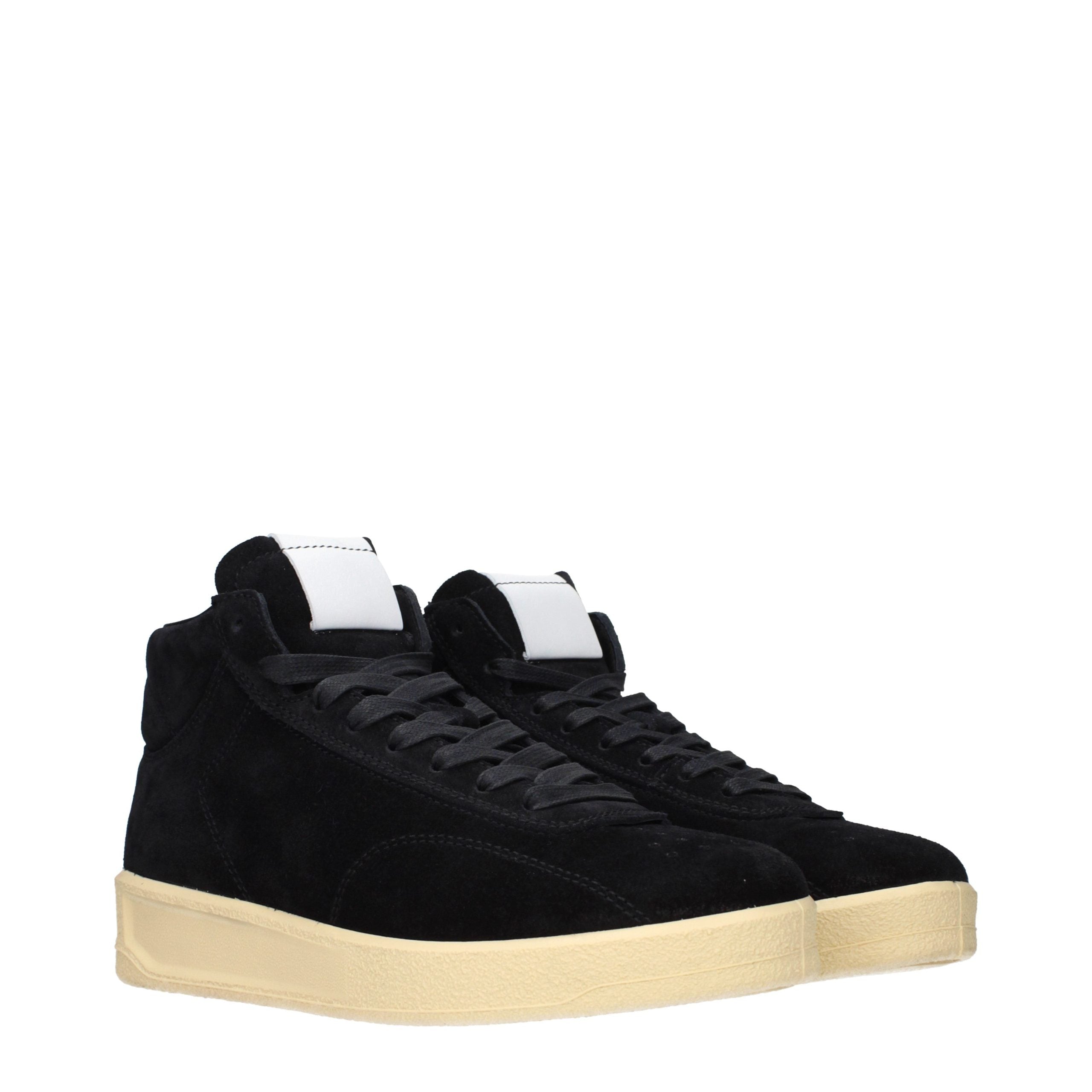 Elevate your style with Jil Sander Black Leather High Top Sneakers, where exquisite craftsmanship meets timeless elegance, perfect for the discerning individual.