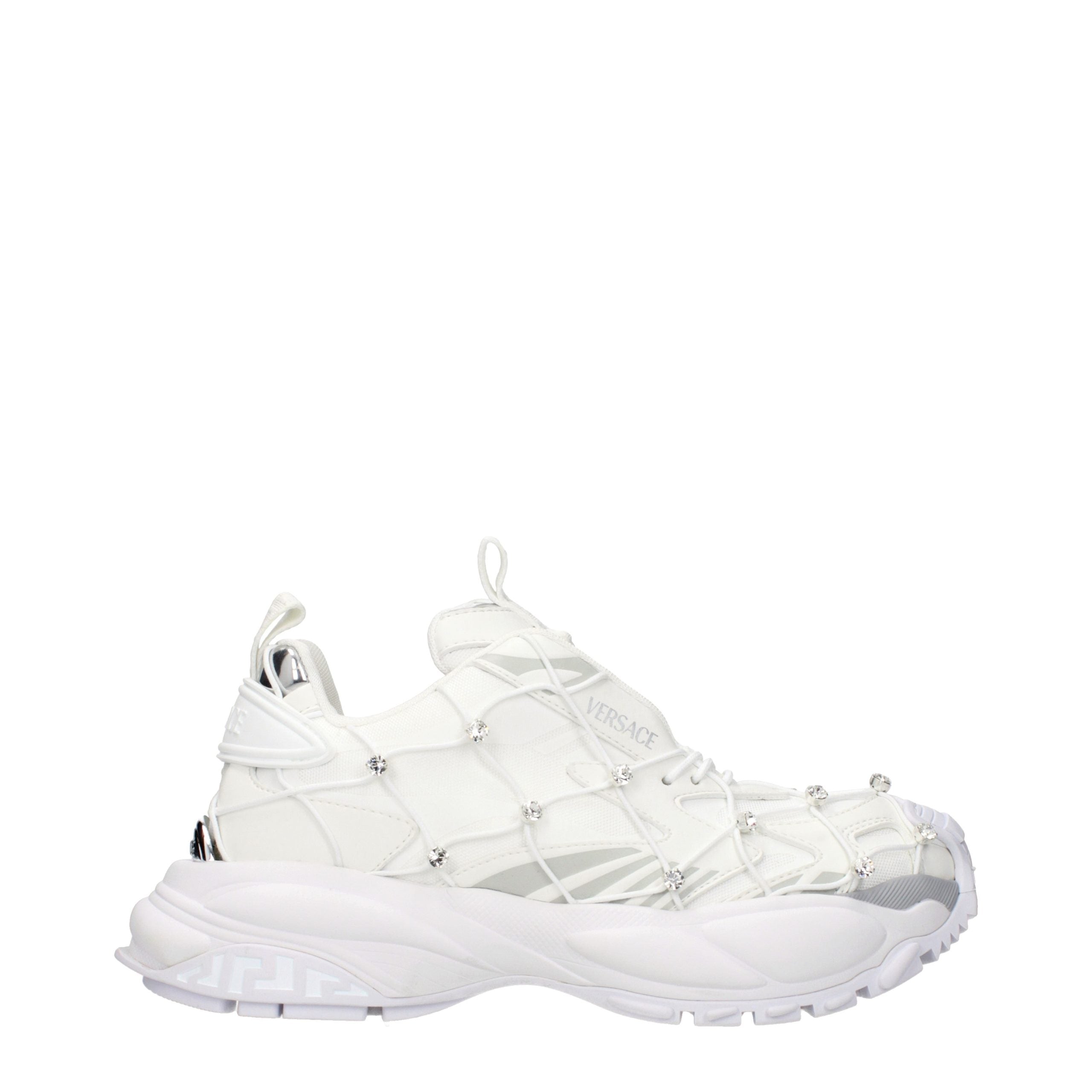 Versace White Fabric Sneakers - Artisanal Luxe Footwear
