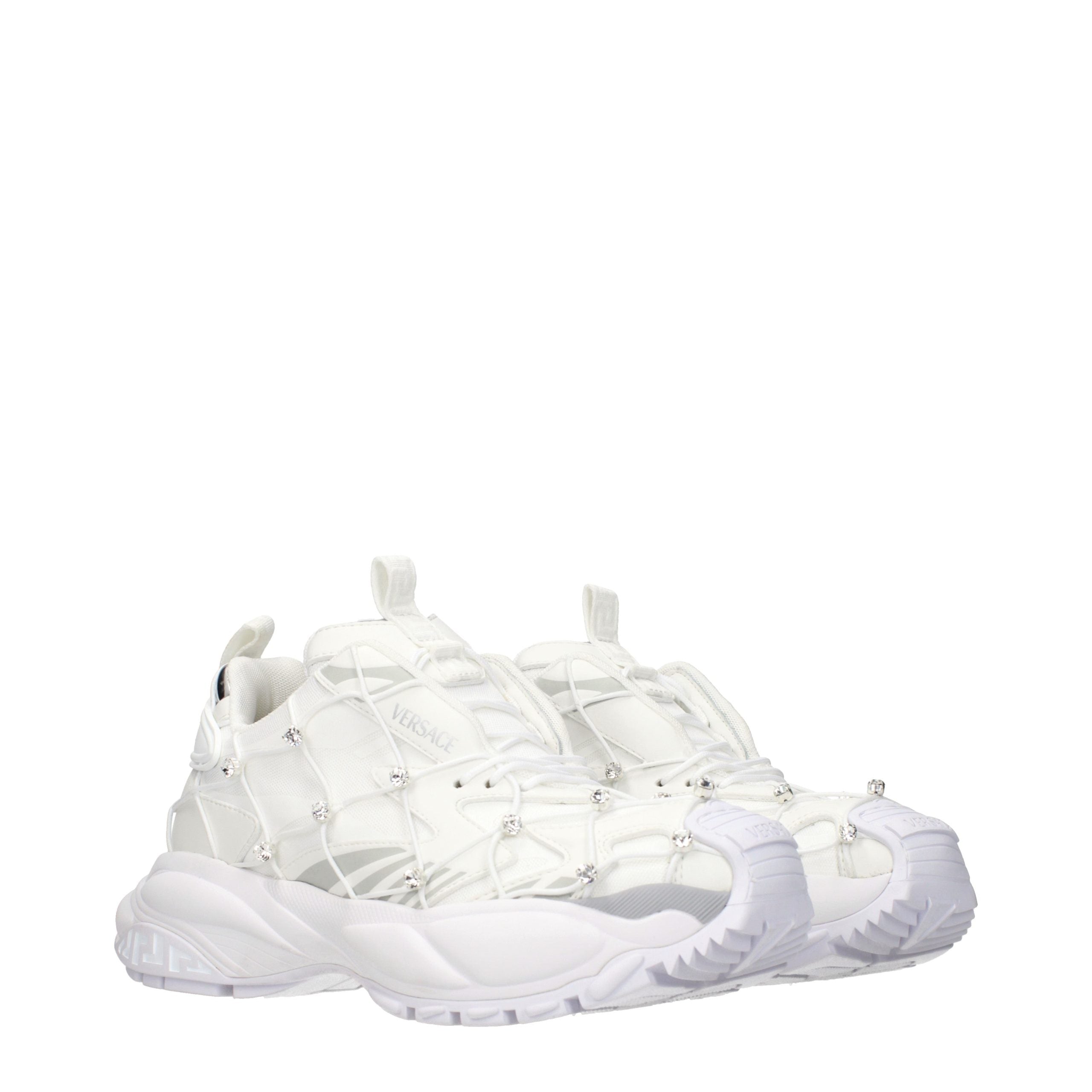 Versace White Fabric Sneakers - Artisanal Luxe Footwear