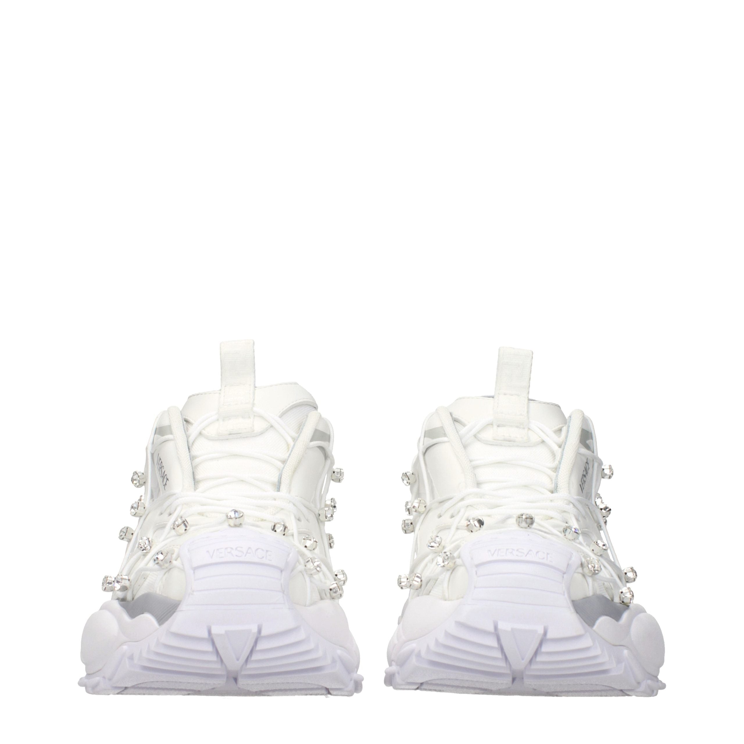 Versace White Fabric Sneakers - Artisanal Luxe Footwear
