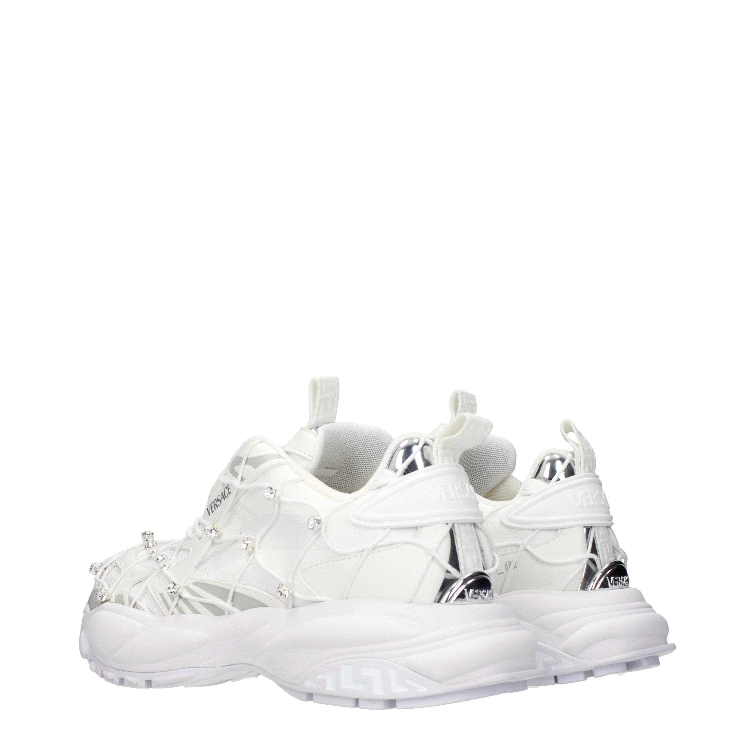Versace White Fabric Sneakers - Artisanal Luxe Footwear