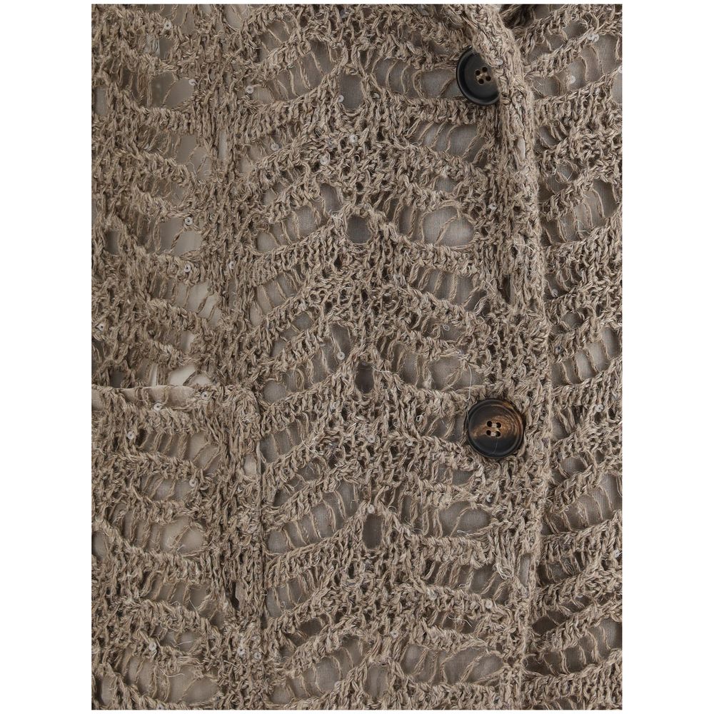 Brunello Cucinelli Brown Silk Blazer