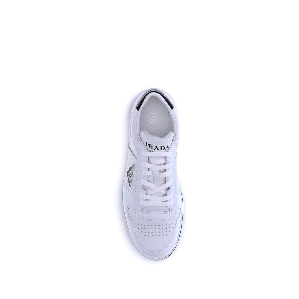 Elevate your style with Prada White Calf Leather Bos Taurus Low Top Sneakers, a fusion of exquisite craftsmanship and contemporary elegance, perfect for the discerning individual.
