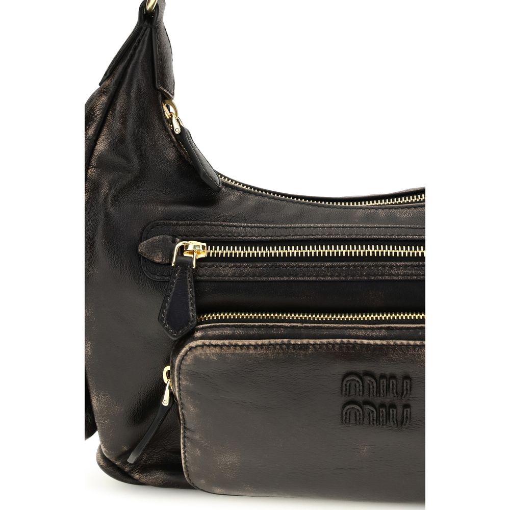 Miu Miu Brown Calf Leather Bos Taurus Shoulder Bag - Luxury Elegance