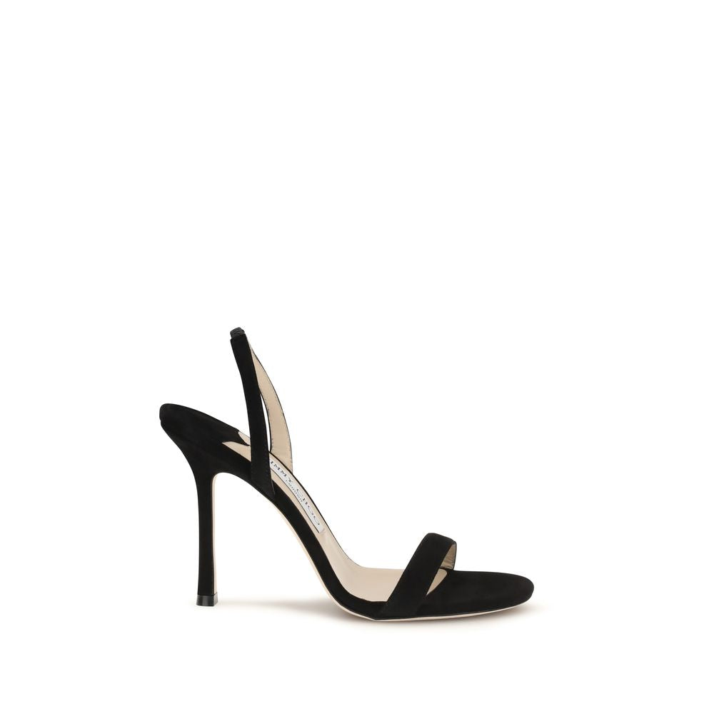 Elevate your style with the exquisite Jimmy Choo Black Calf Leather Bos Taurus Stiletto Heel Sandals, a masterpiece of craftsmanship and luxury for the discerning individual.