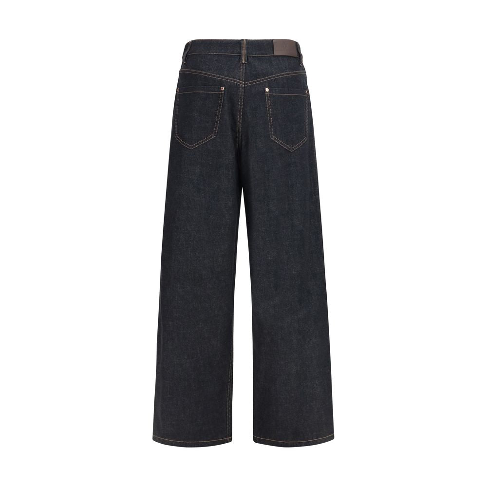 Indulge in the exquisite craftsmanship of Brunello Cucinelli's Blue Cotton Straight-Leg Jeans, a timeless essential that embodies refined elegance and versatility for every occasion.