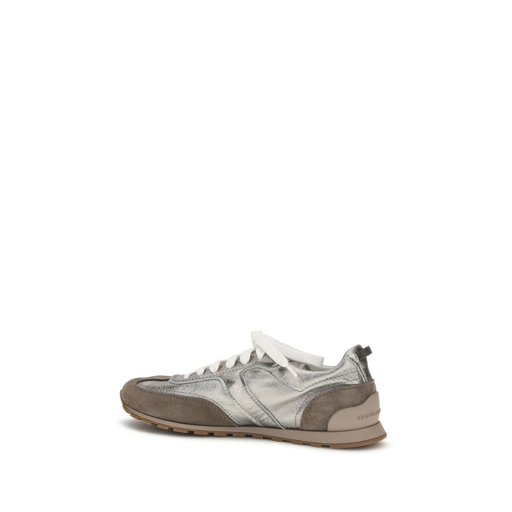 Elevate your style with Brunello Cucinelli's Multicolor Calf Leather Bos Taurus Athletic Sneakers, where exquisite craftsmanship meets luxurious design for the discerning individual.