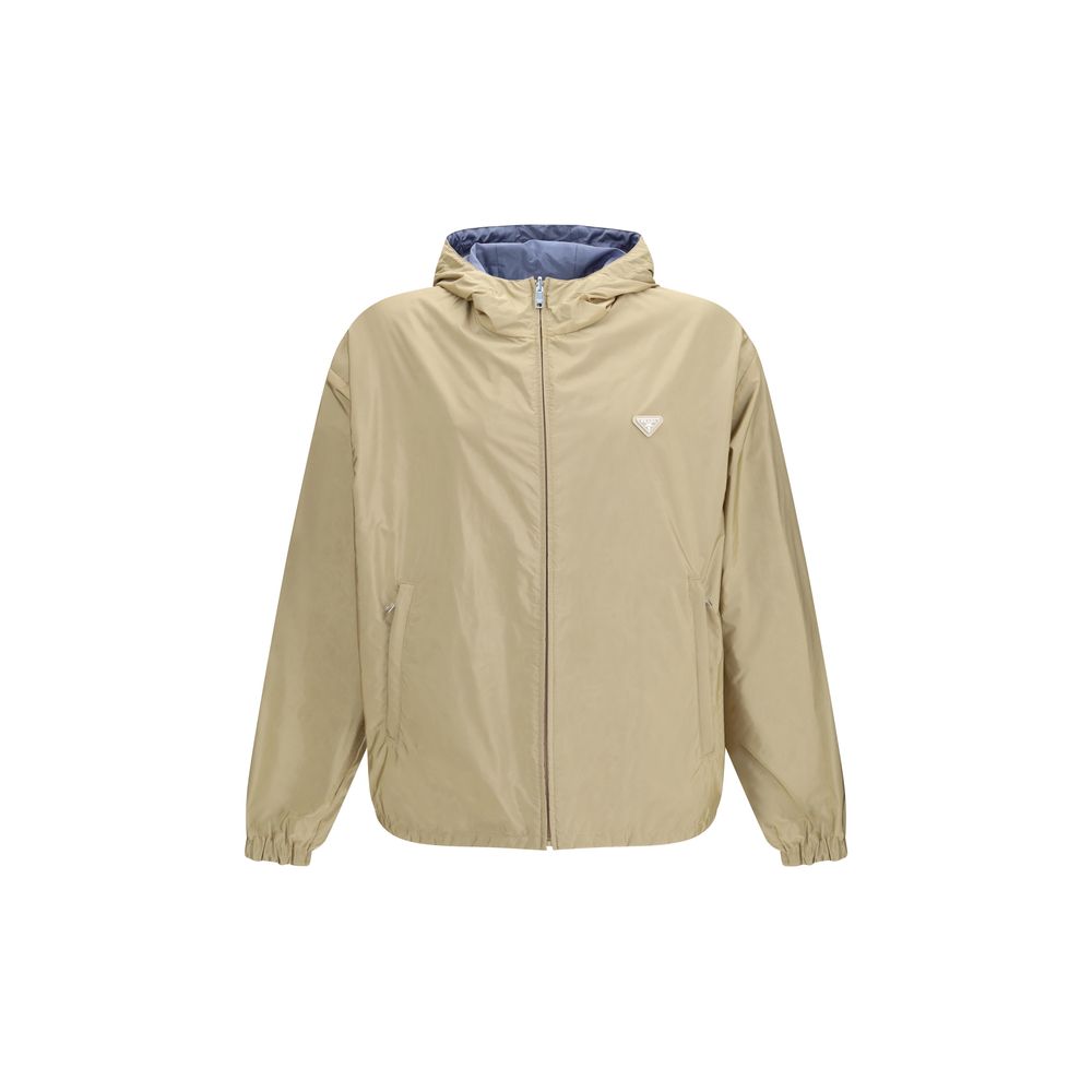 Prada Beige Recycled Polyamide Shell Jacket - Luxe Re-Nylon Couture