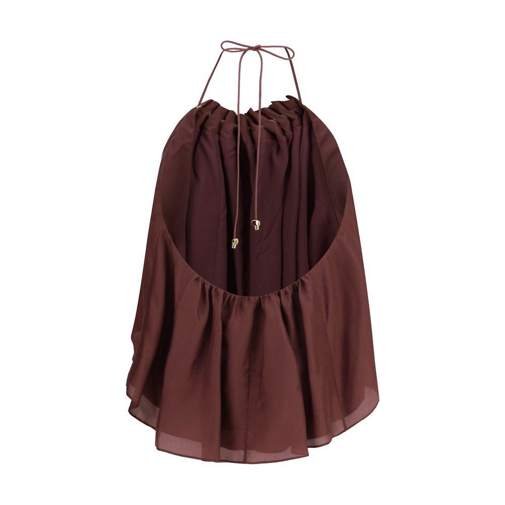 Indulge in the exquisite Zimmermann Bordeaux Silk Sleeveless T-Shirt, a masterpiece of silk habotai, where refined elegance meets luxurious comfort for unforgettable moments.