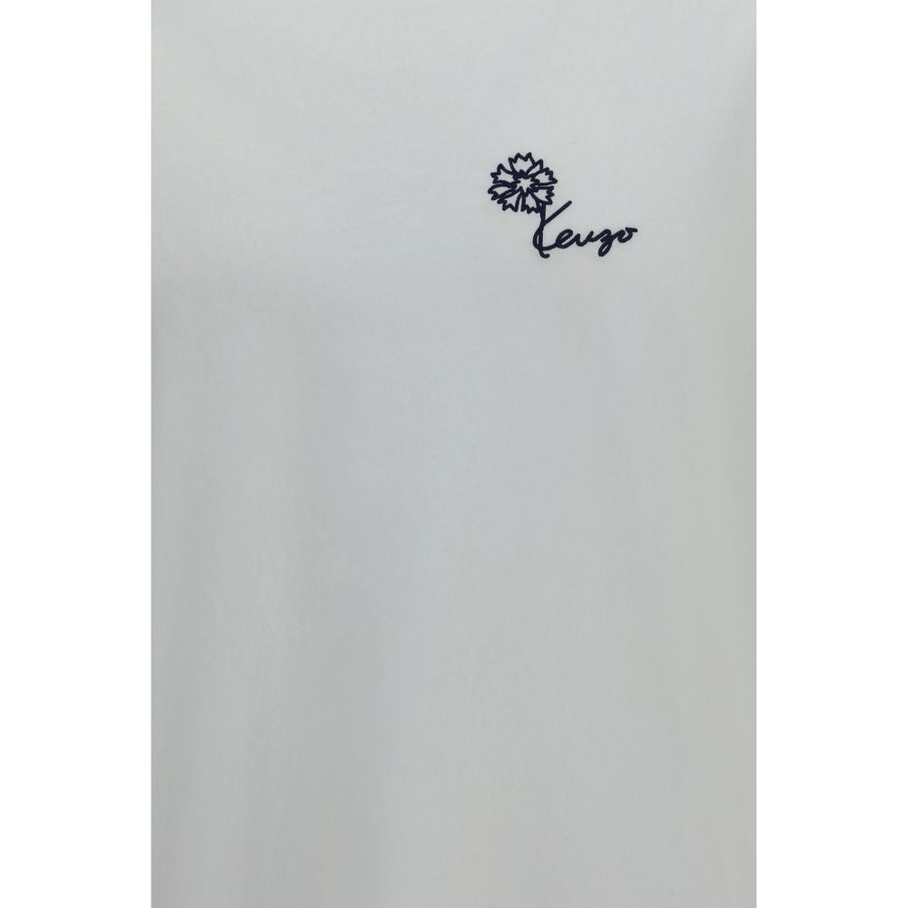 Elevate your wardrobe with the Kenzo White Cotton T-Shirt, a masterpiece of soft, lightweight jersey featuring the iconic Tulip motif, perfect for the discerning individual.