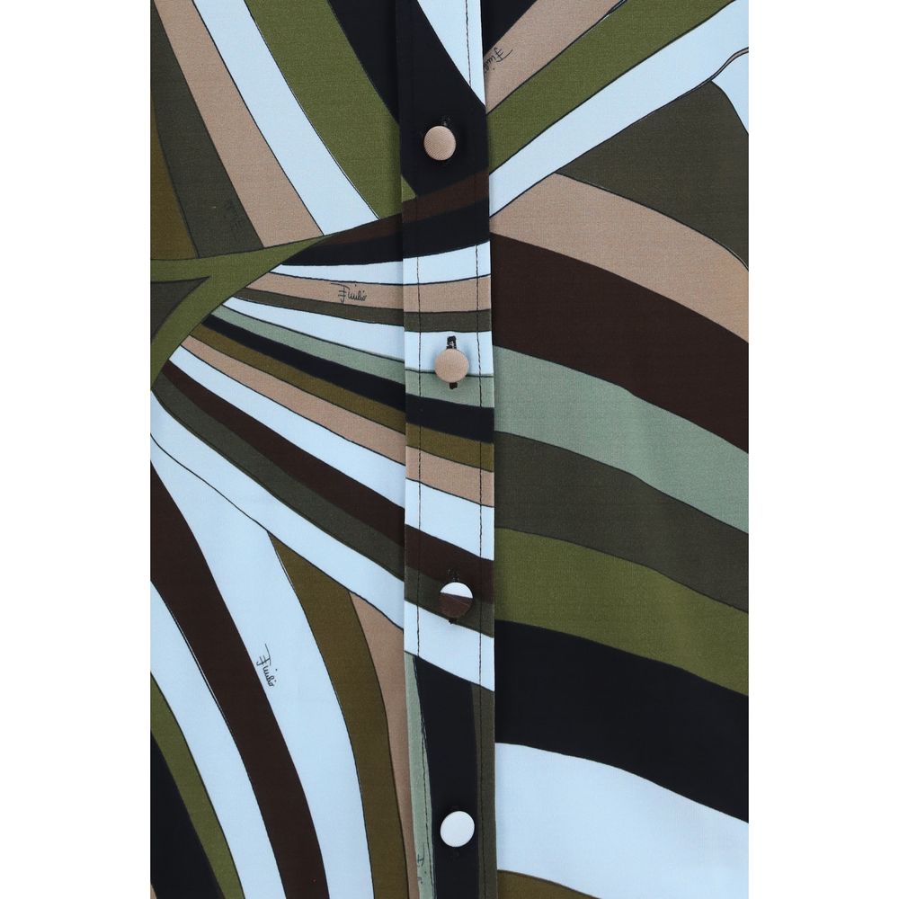 Elevate your style with the Emilio Pucci Multicolor Viscose Pattern Shirt, a luxurious blend of iridescent elegance and sophisticated craftsmanship for the discerning individual.