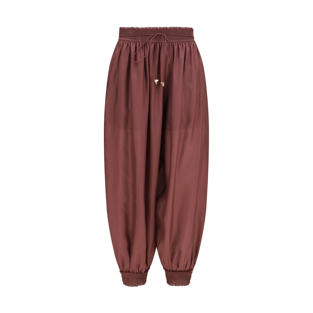 Zimmermann Bordeaux Silk Casual Pants - Luxurious Elegance