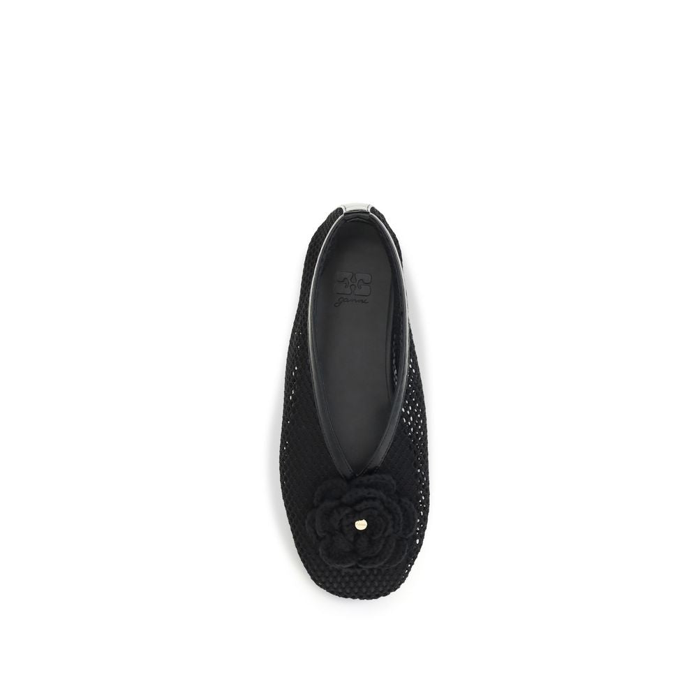 Ganni Black Polyethylene Ballet Flats - Modern Elegance Redefined
